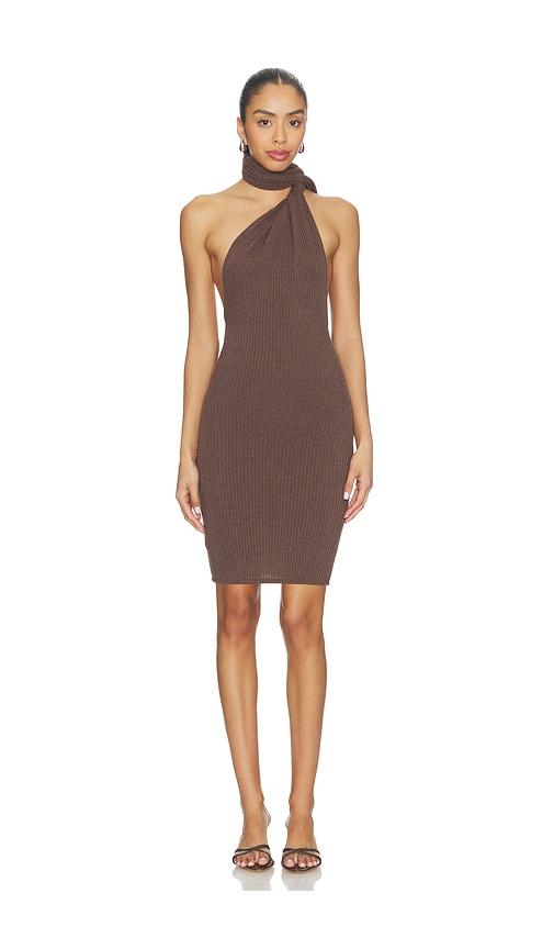 kimberly taylor adri knit midi dress in brown.