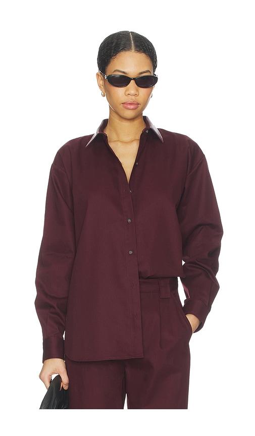 kimberly taylor ashley utility shirt in burgundy.
