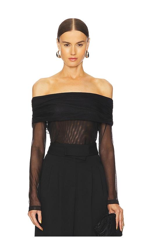 kimberly taylor sunset mesh top in black.