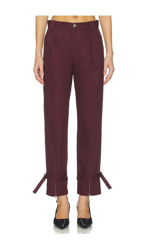 kimberly taylor tom utility pant in burgundy.