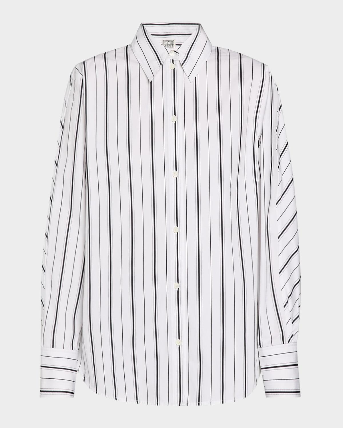 kimono sleeve striped button-down shirt