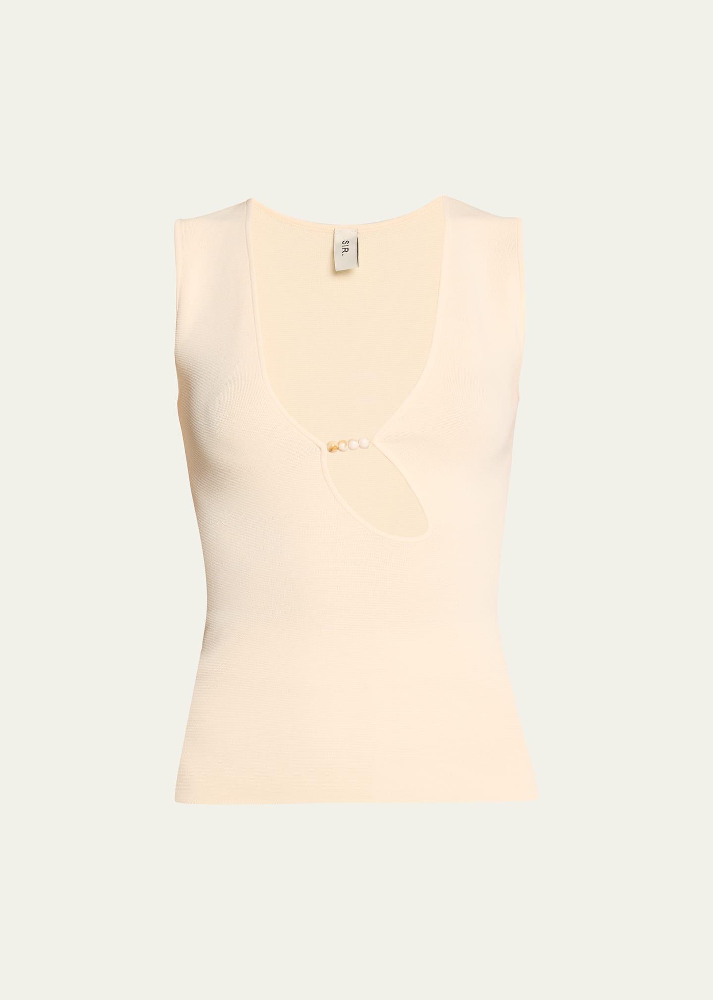 kinetic cut-out beaded tank top