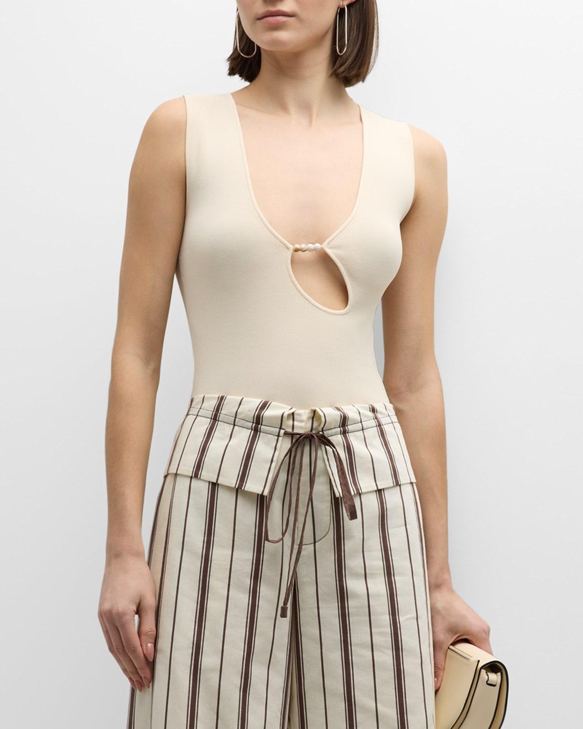 kinetic cut-out beaded tank top