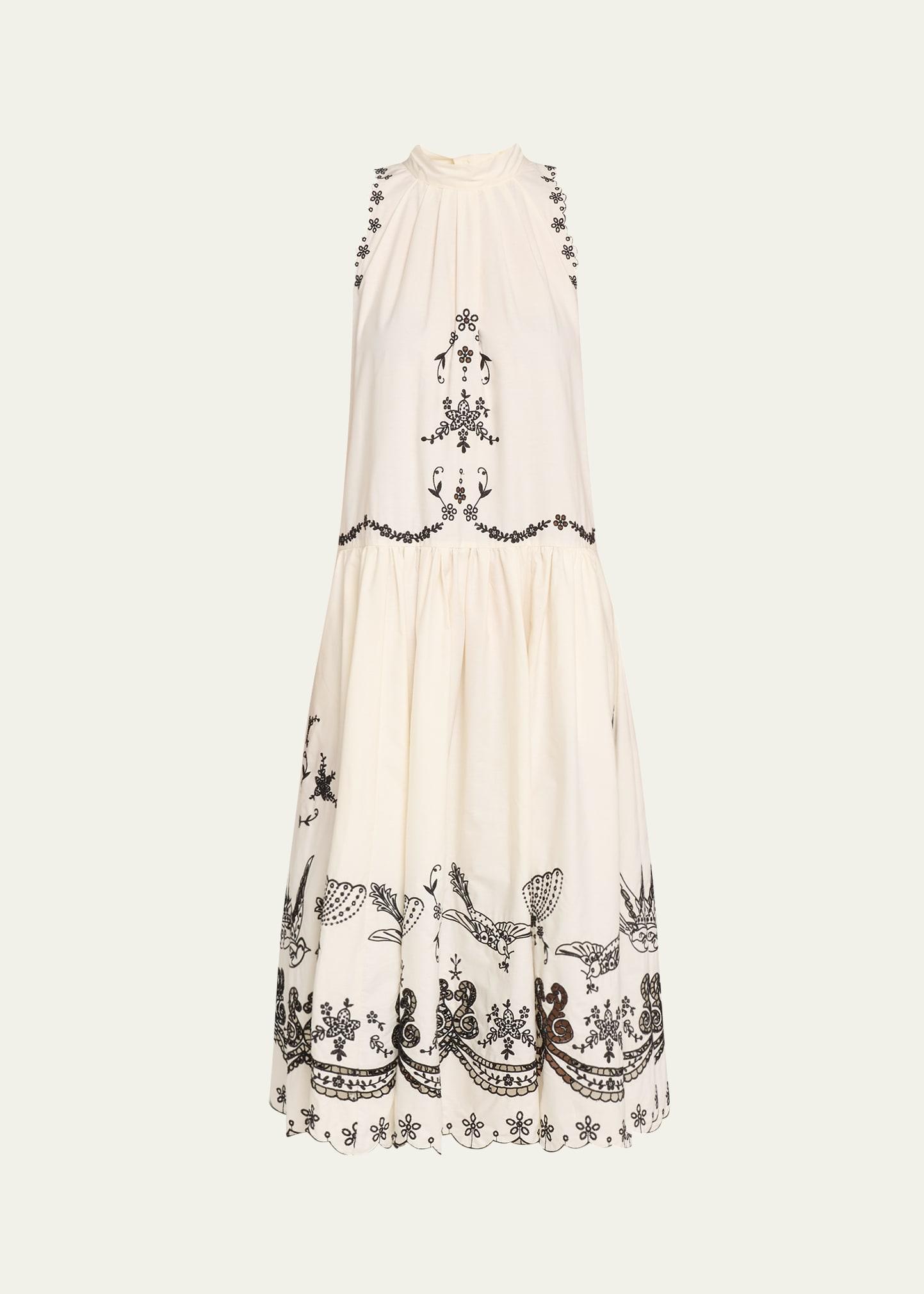 kingsley embroidered drop-waist tank dress