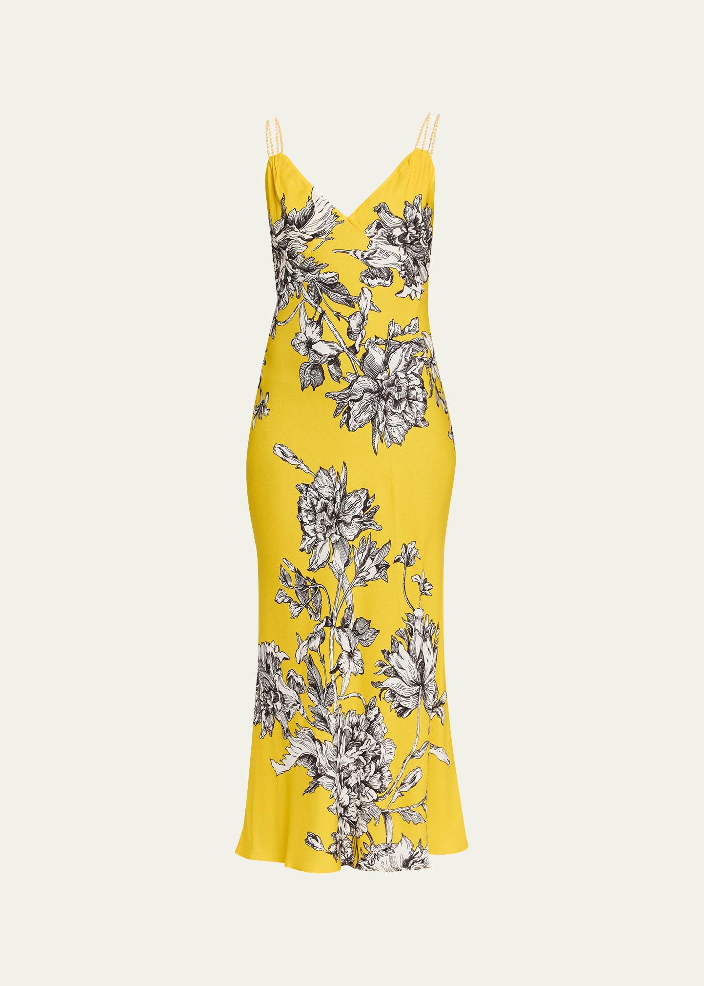 kiro blooming wild golden hour midi slip dress