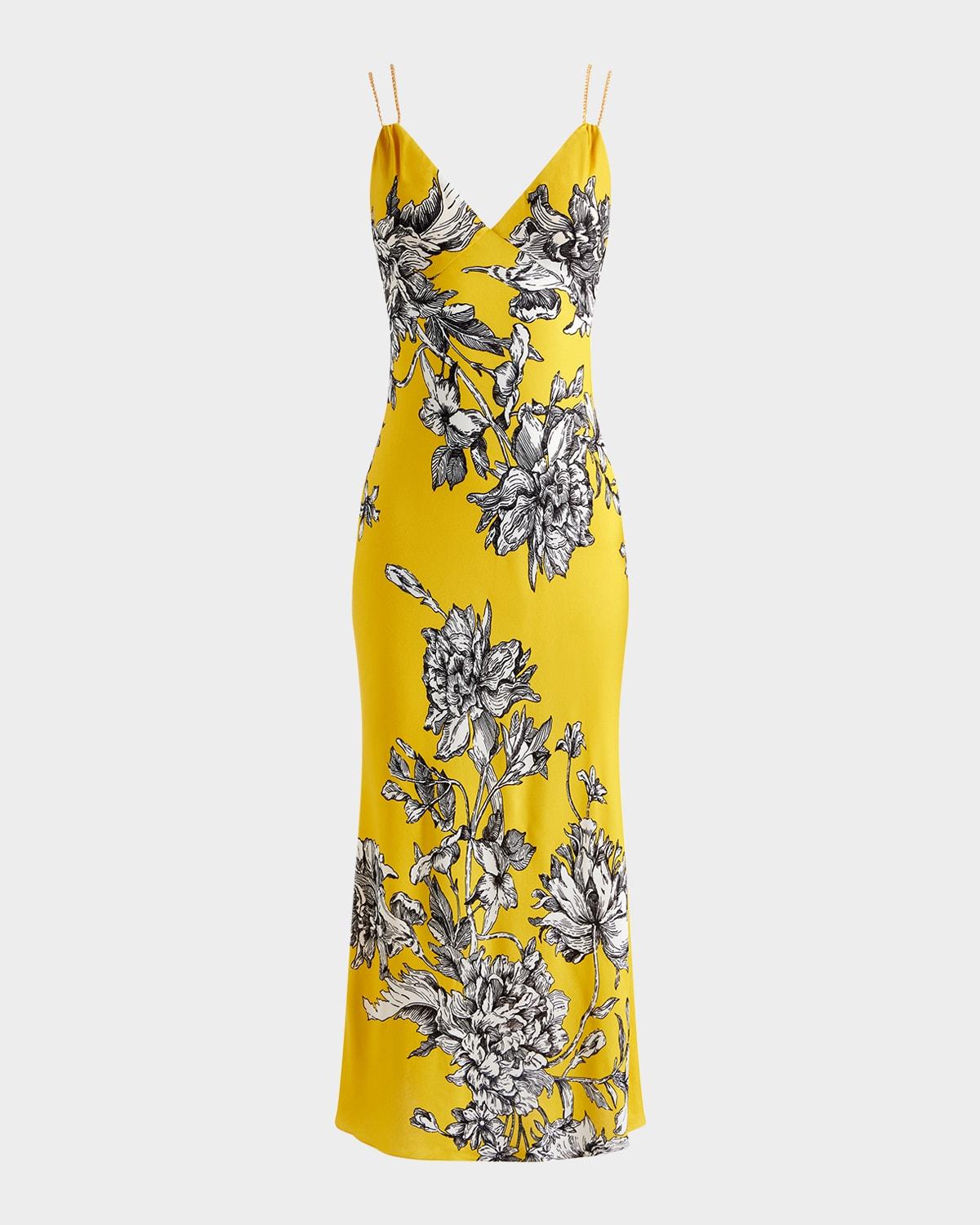 kiro blooming wild golden hour midi slip dress