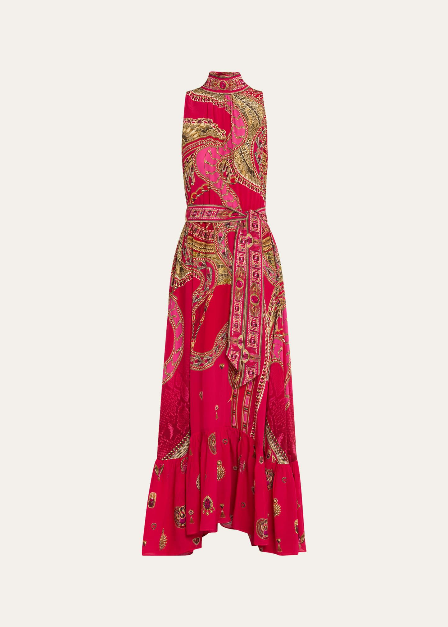 kissed by a cobra tie-neck maxi dress
