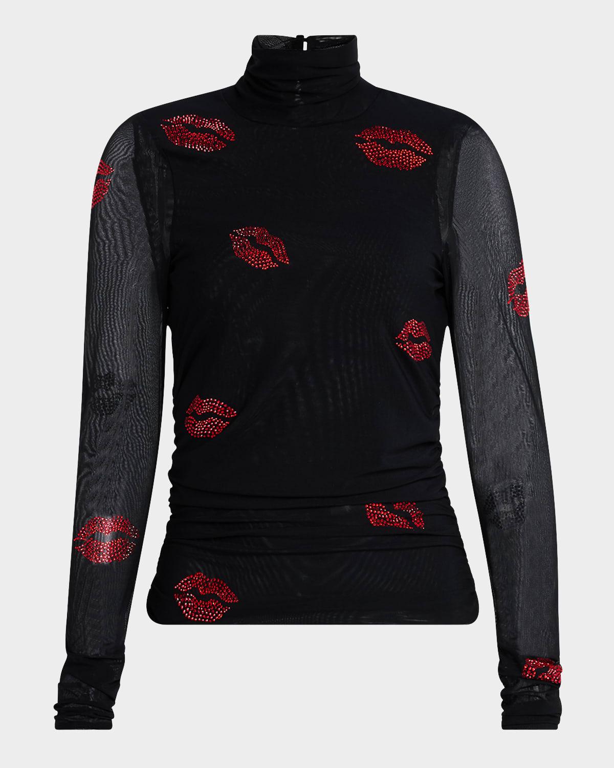 kissing booth mesh turtleneck top