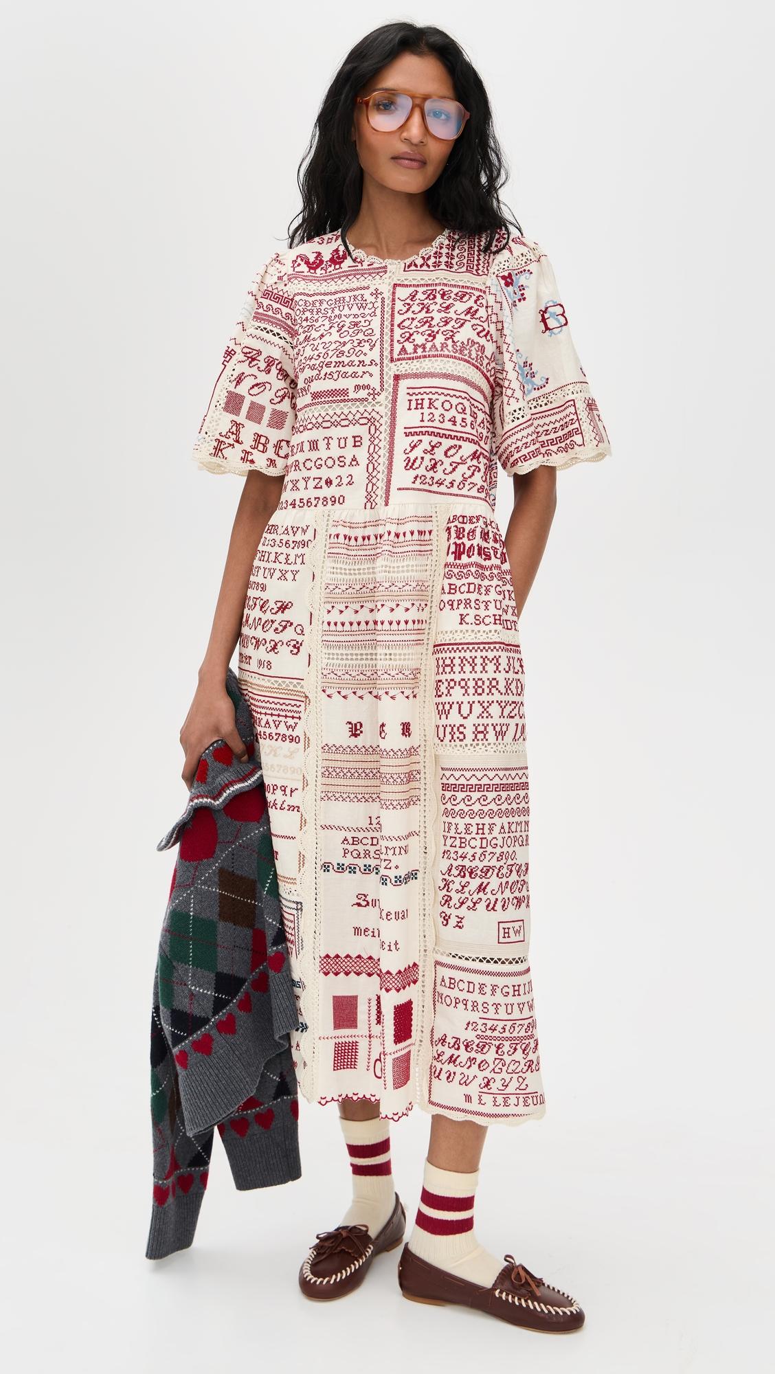 kit embroidered midi dress