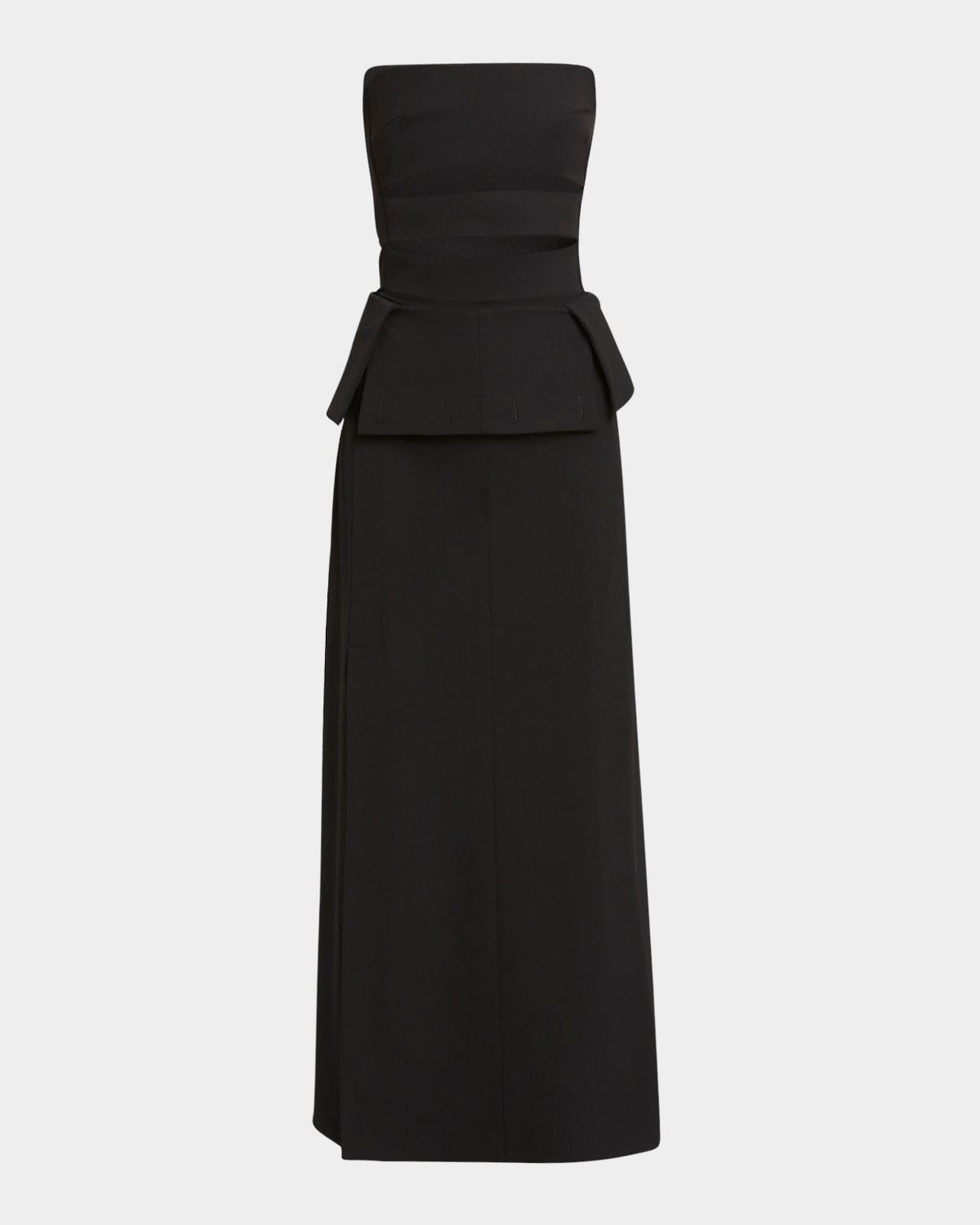 kit strapless cutout peplum wool gabardine maxi dress