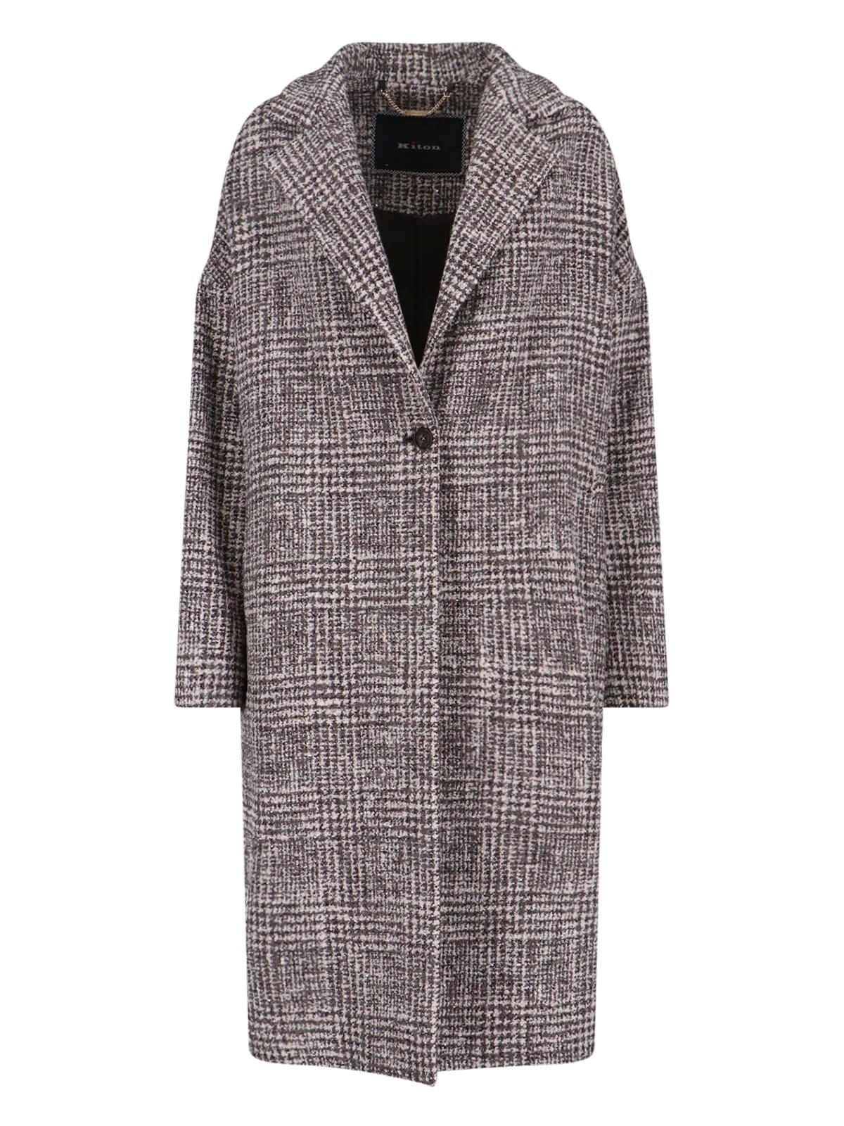 kiton single-breasted wool blend coat