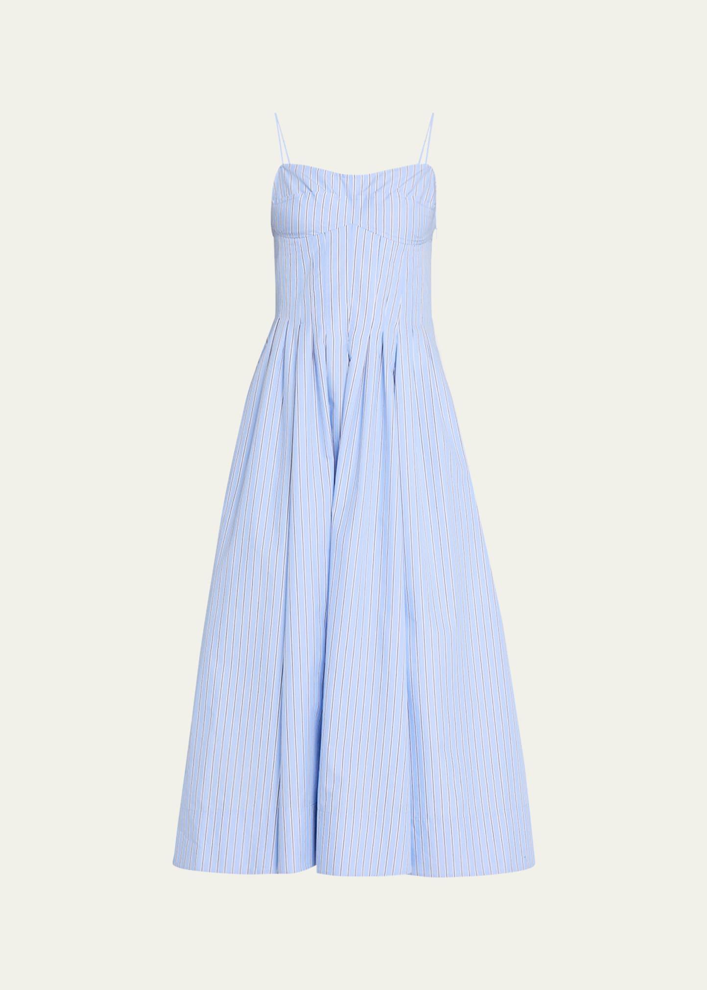 kittiya pinstripe a-line midi dress