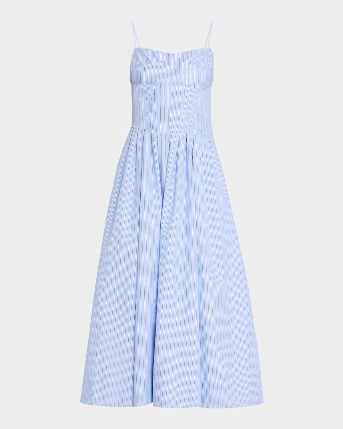 kittiya pinstripe a-line midi dress