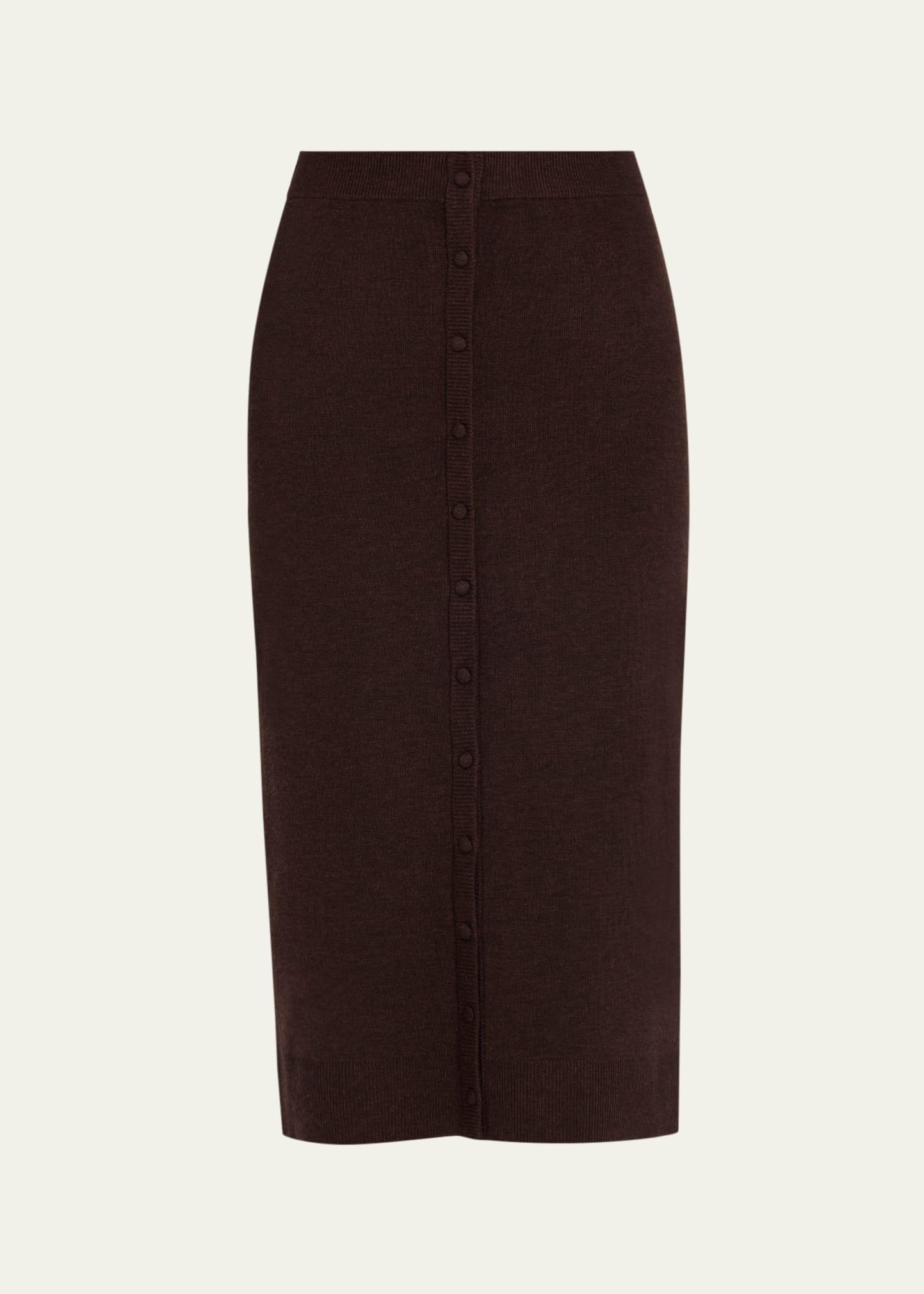 knit button detail midi skirt