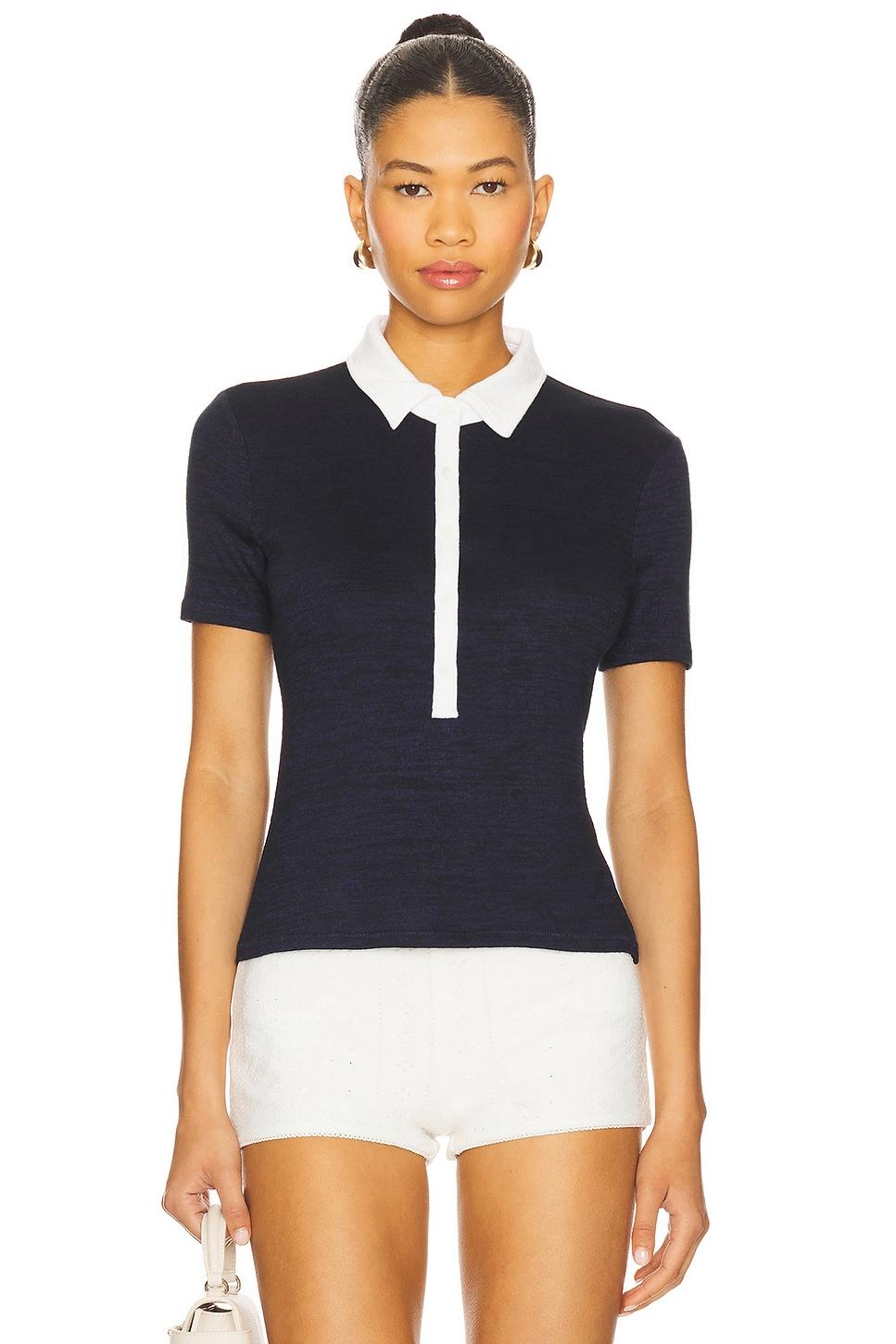 knit button short sleeve polo top