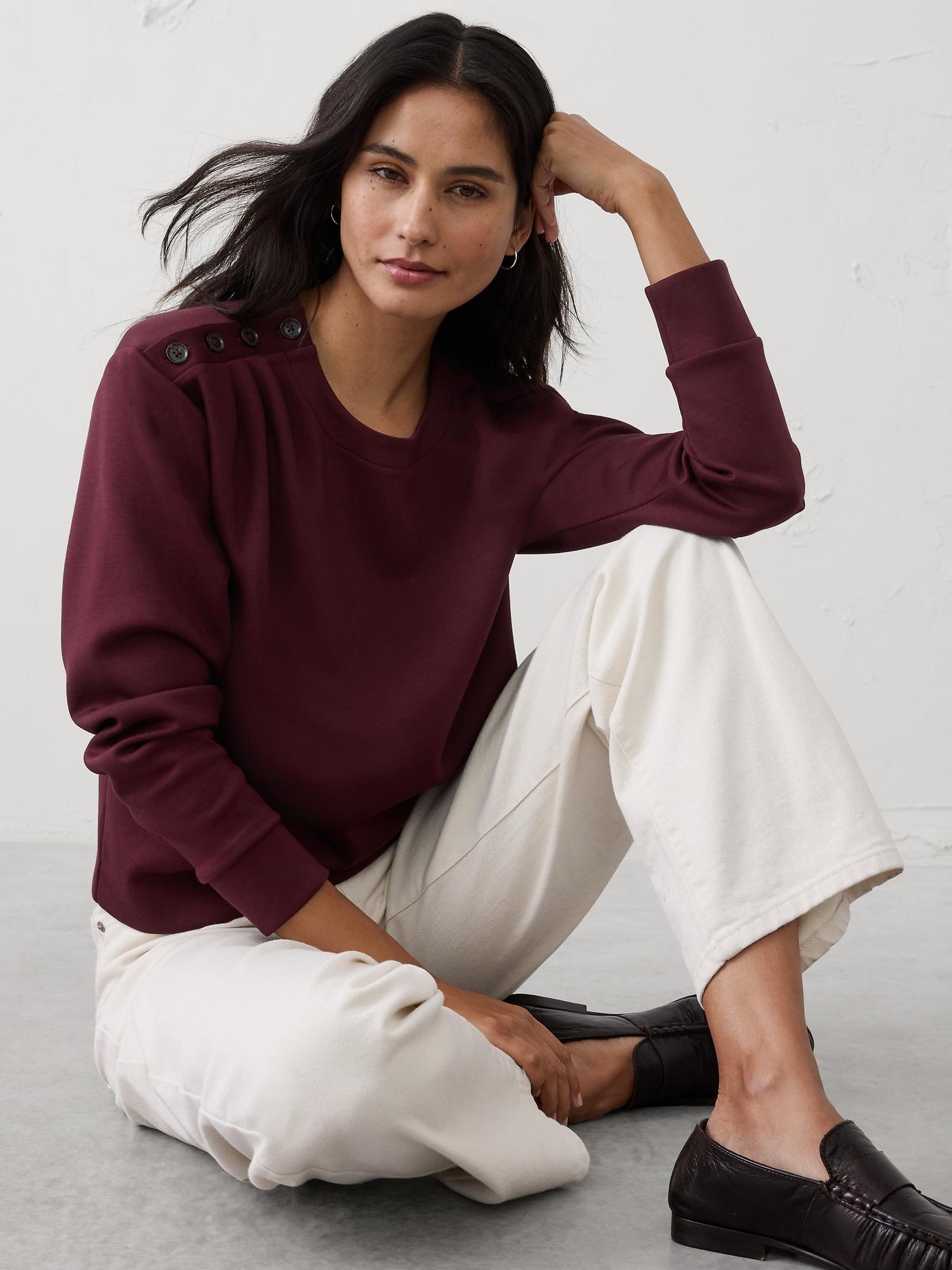 knit button-shoulder top