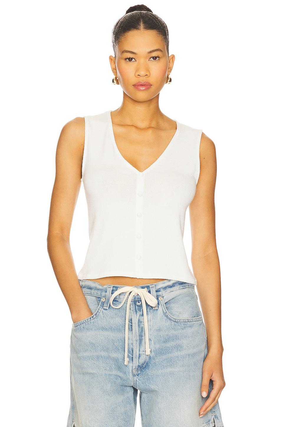 knit button up tank top