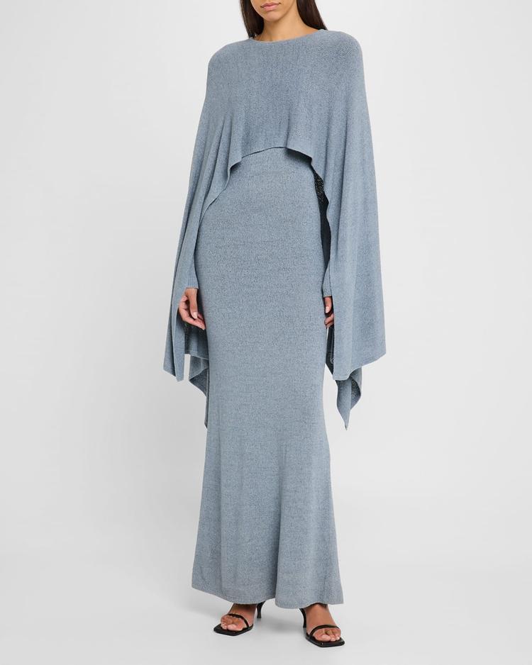knit cape maxi dress