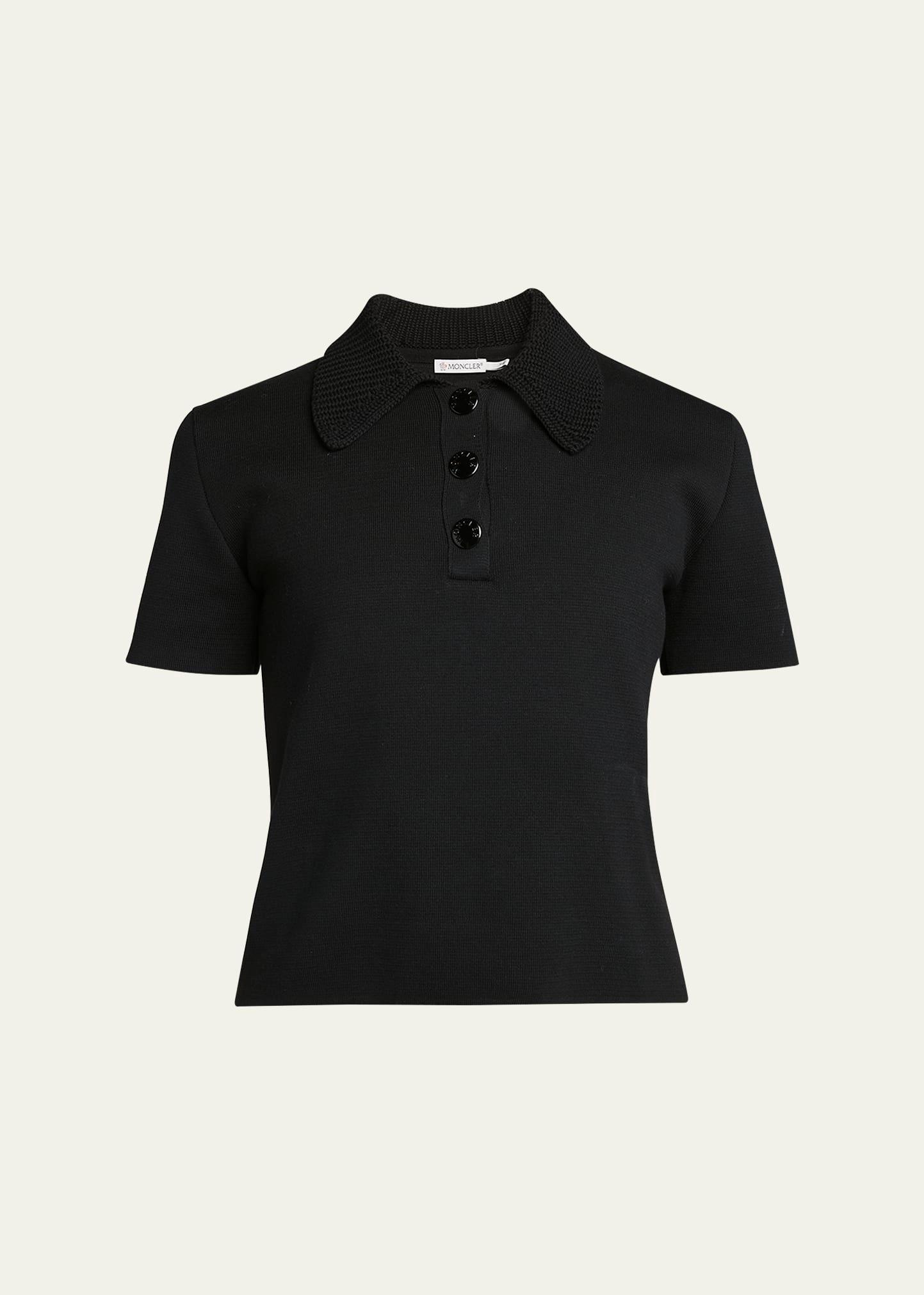 knit collar short-sleeve polo