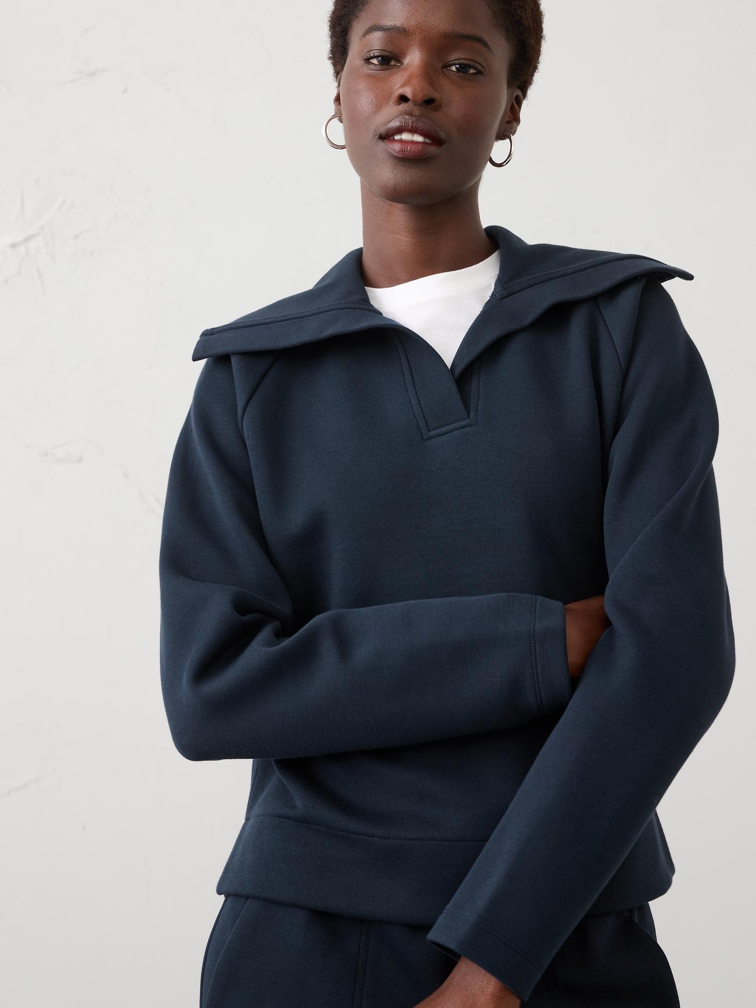 knit collared sweatshirt