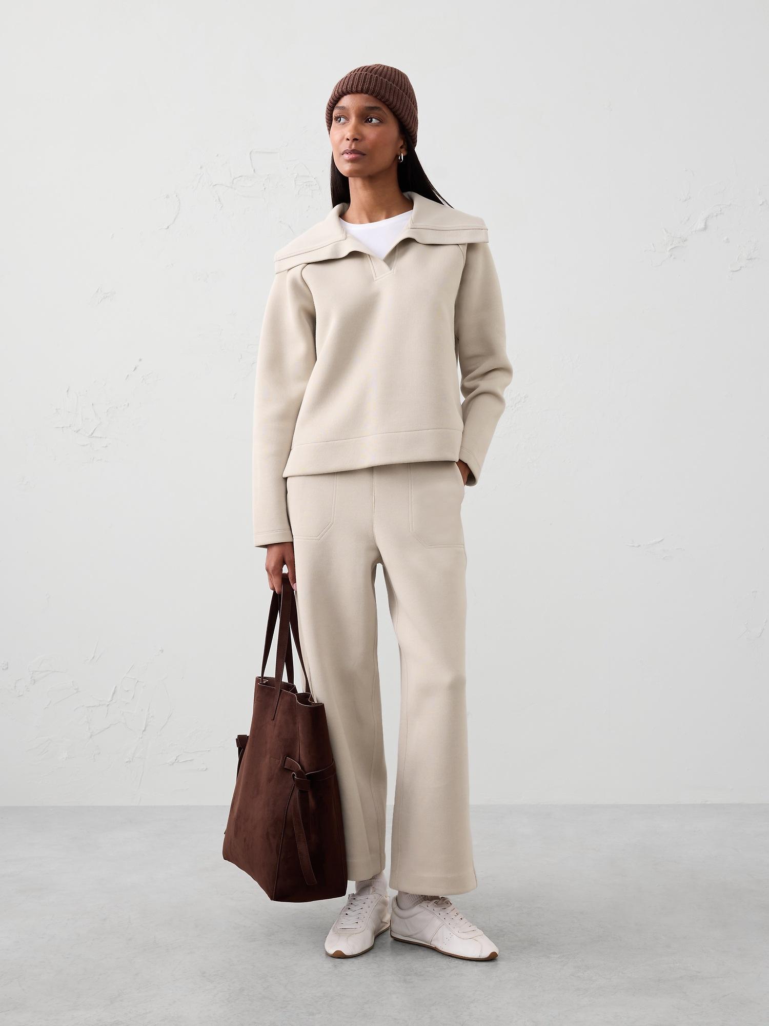 knit collared sweatshirt