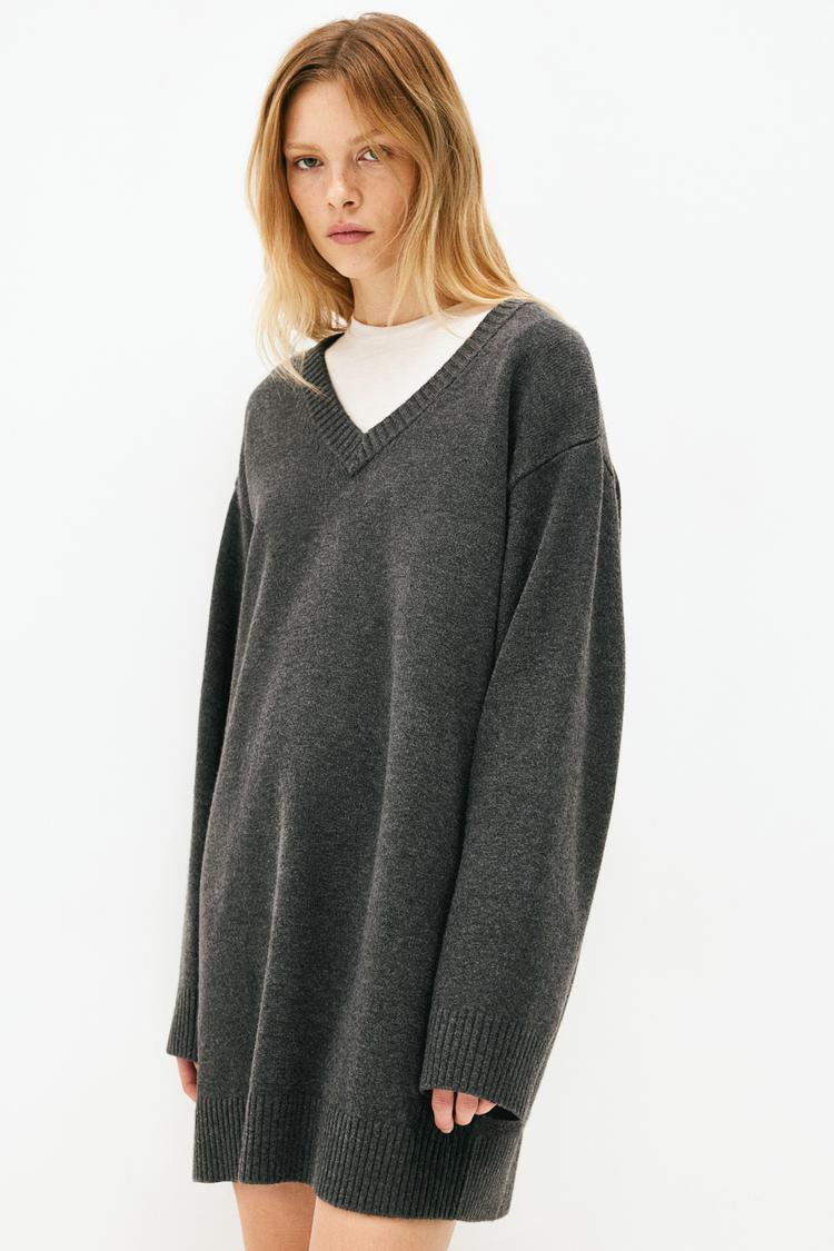 knit v-neck dress