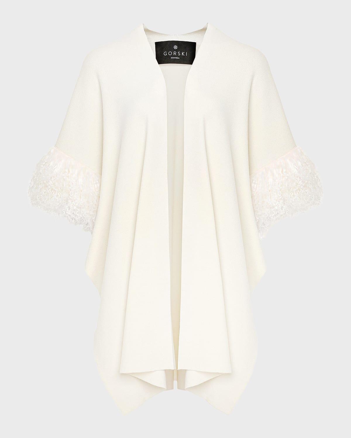 knit wool vest with mongolian lamb cuffs