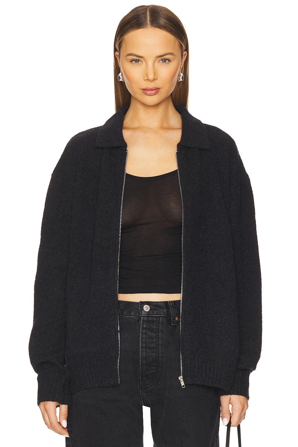 knit zip up jacket with collar