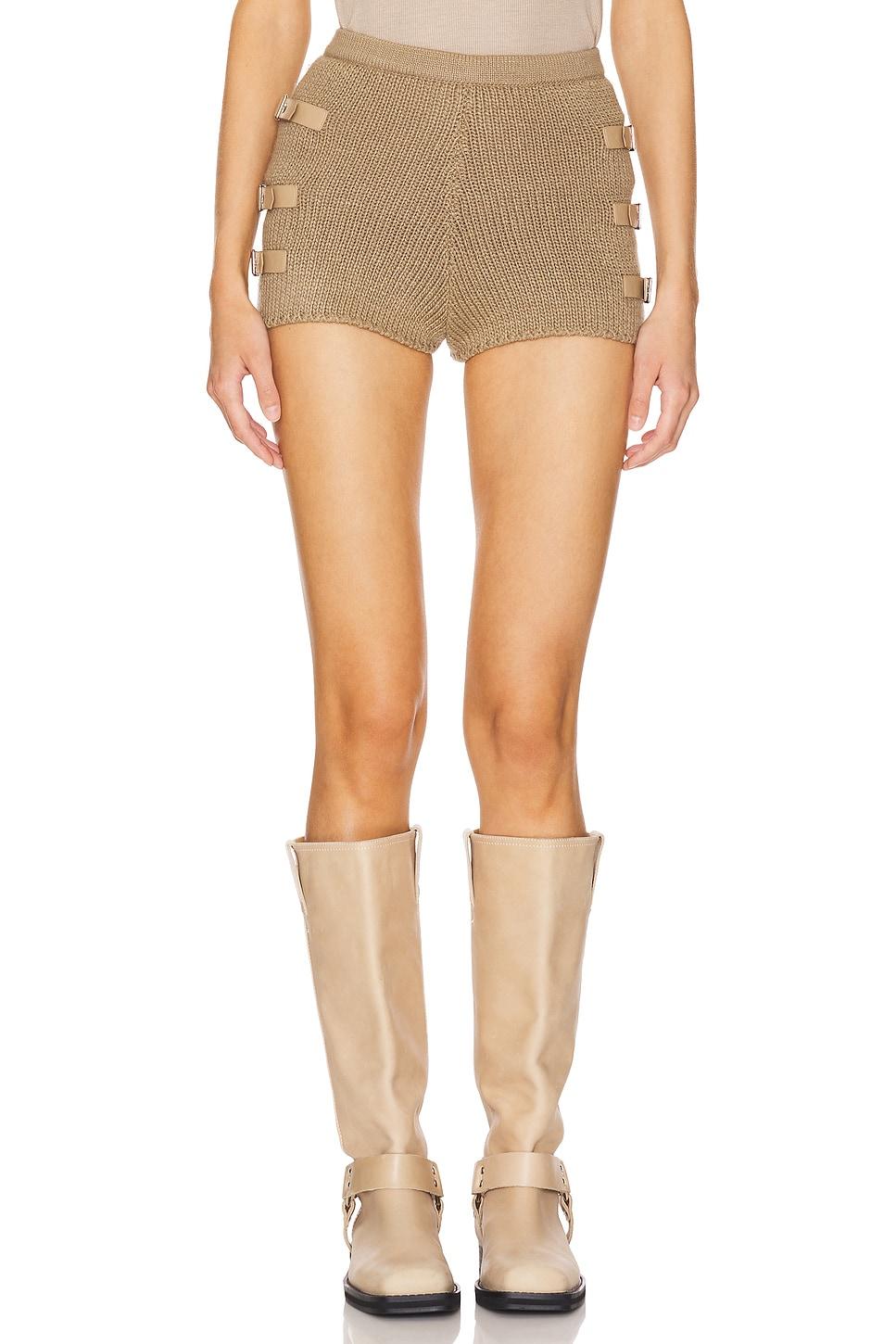 knitted buckle shorts