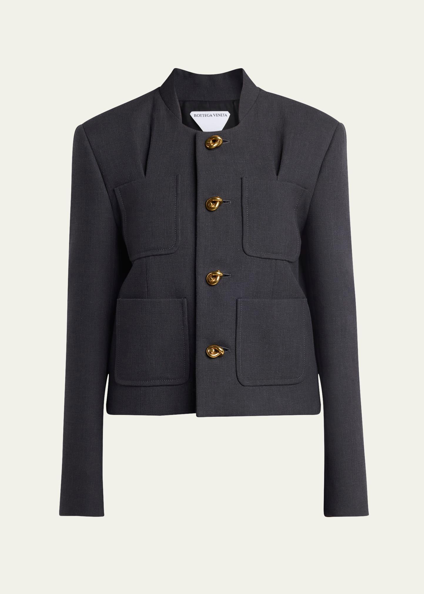 knot-button light structured cotton jacket