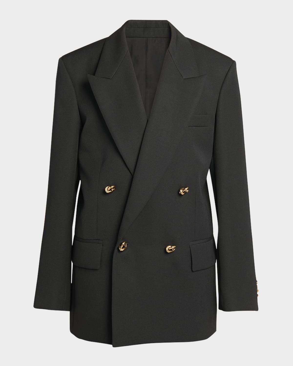 knot double-breasted oversized blazer jacket