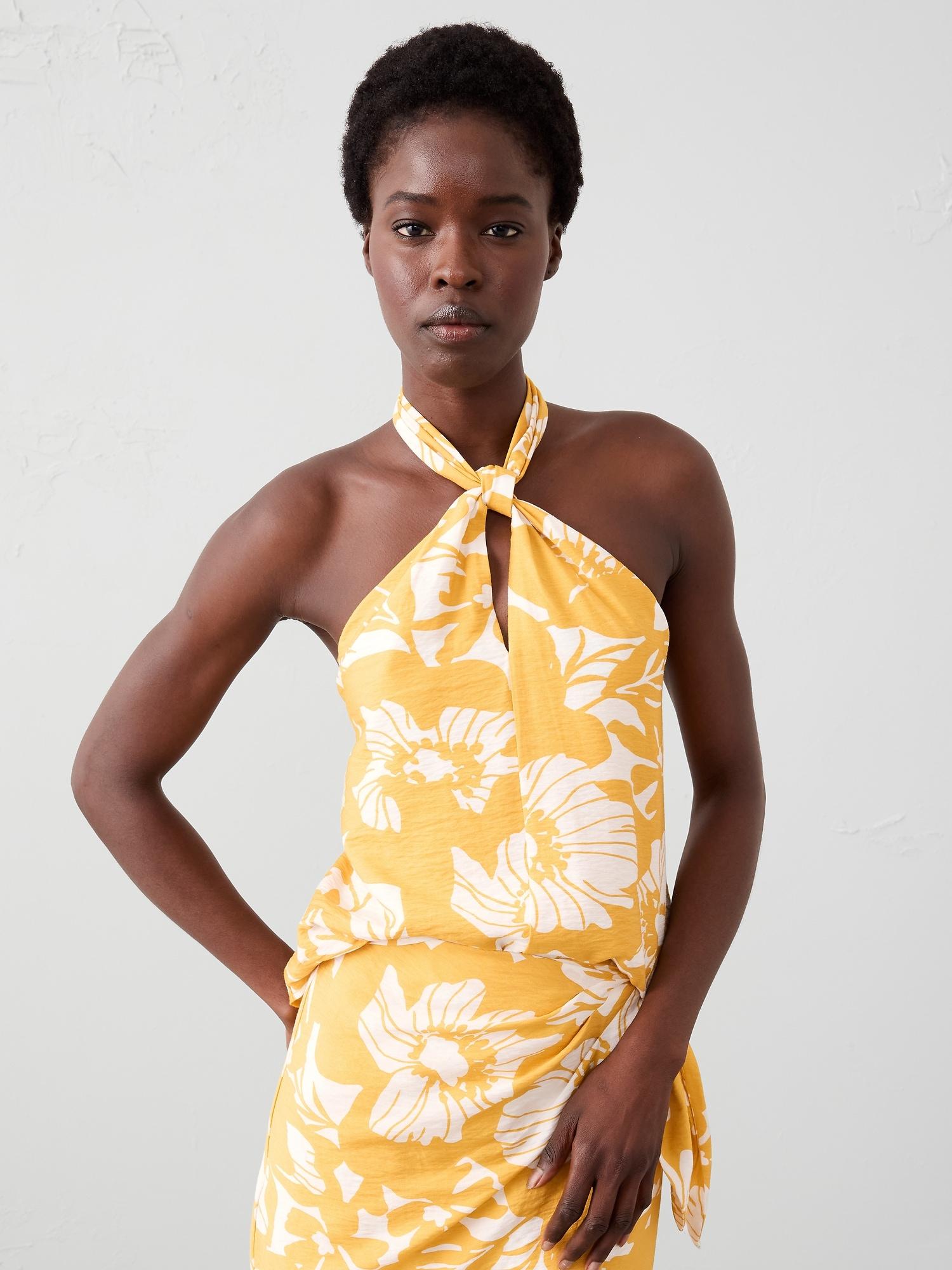 knot-front halter top