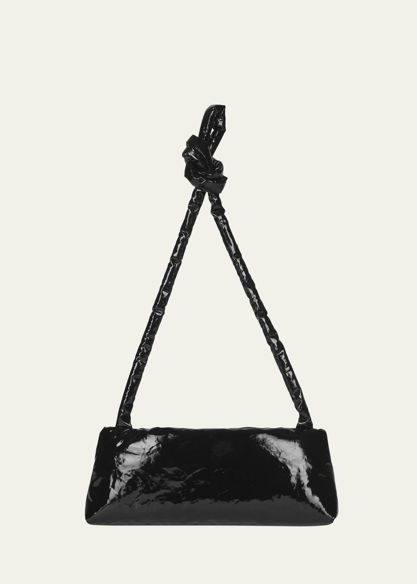 knot padded oil-coated shoulder bag
