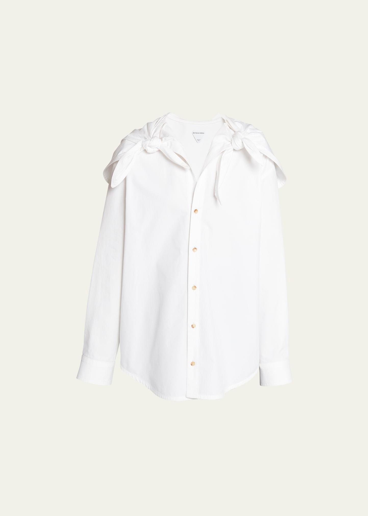 knotted compact cotton canvas button down shirt