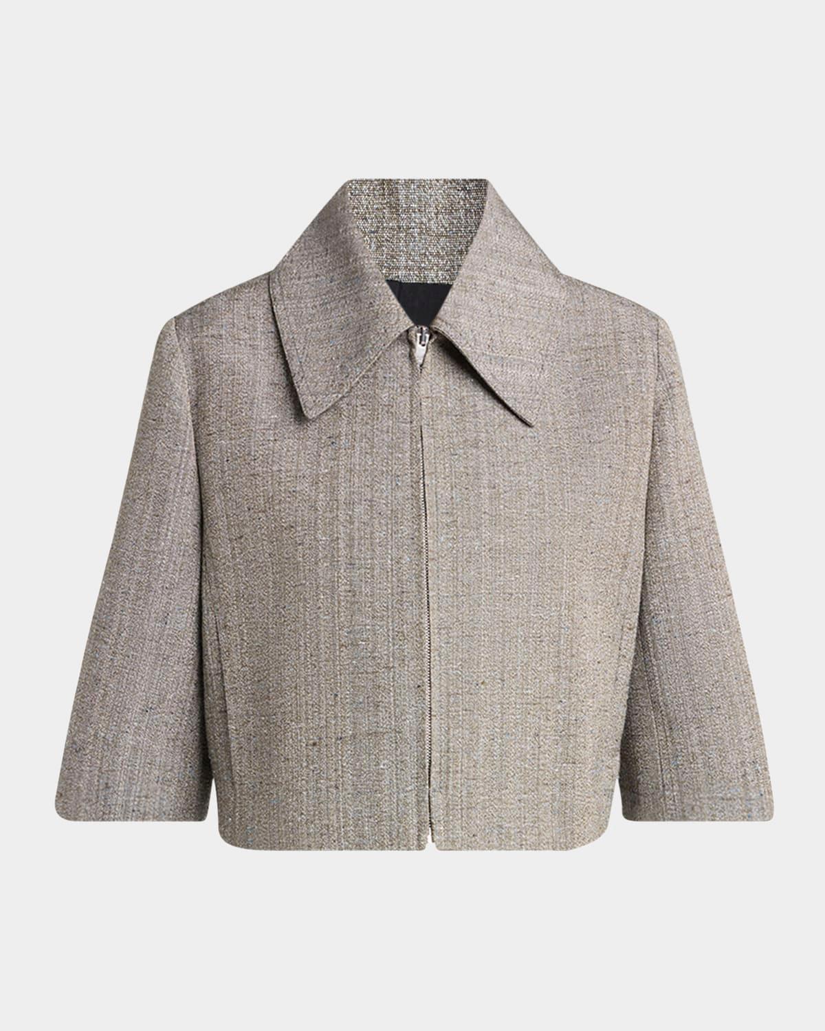 knotted melange cropped jacket