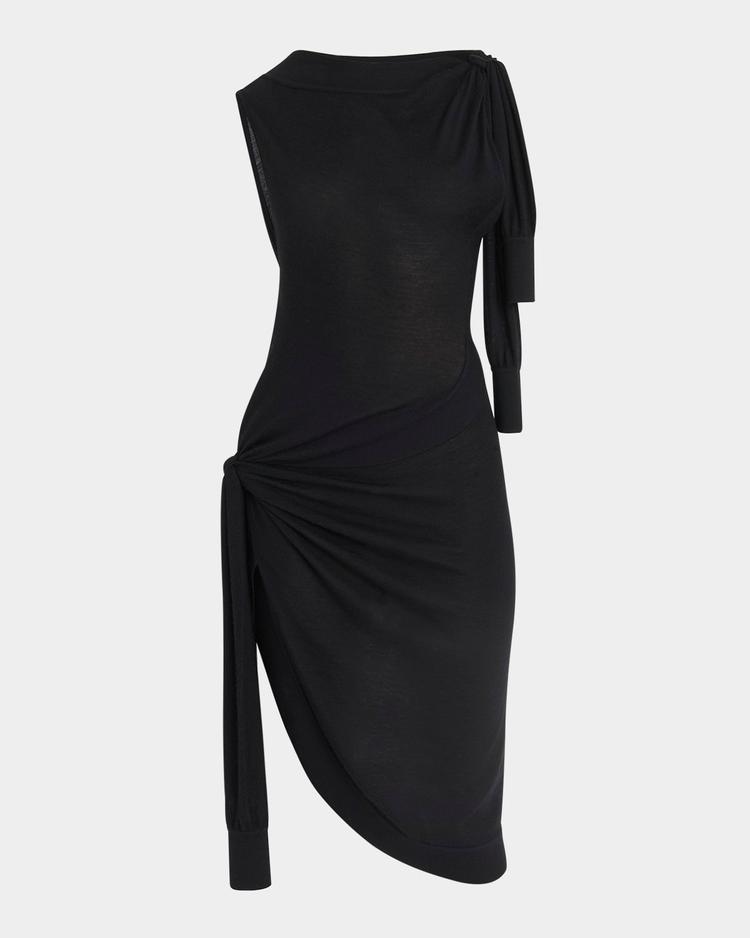 knotted sleeveless silk-cotton knit midi dress
