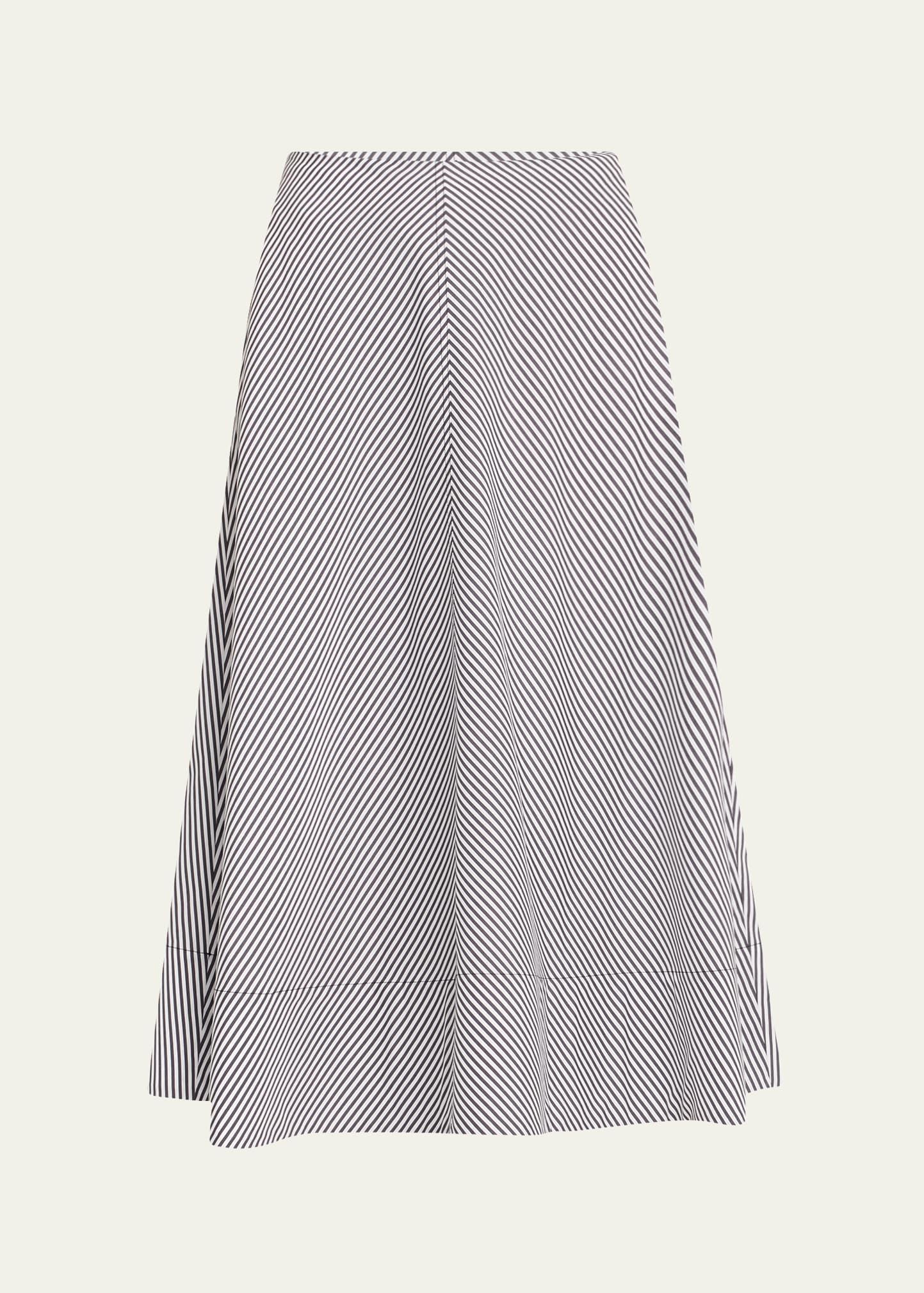 knox striped low-slung midi circle skirt