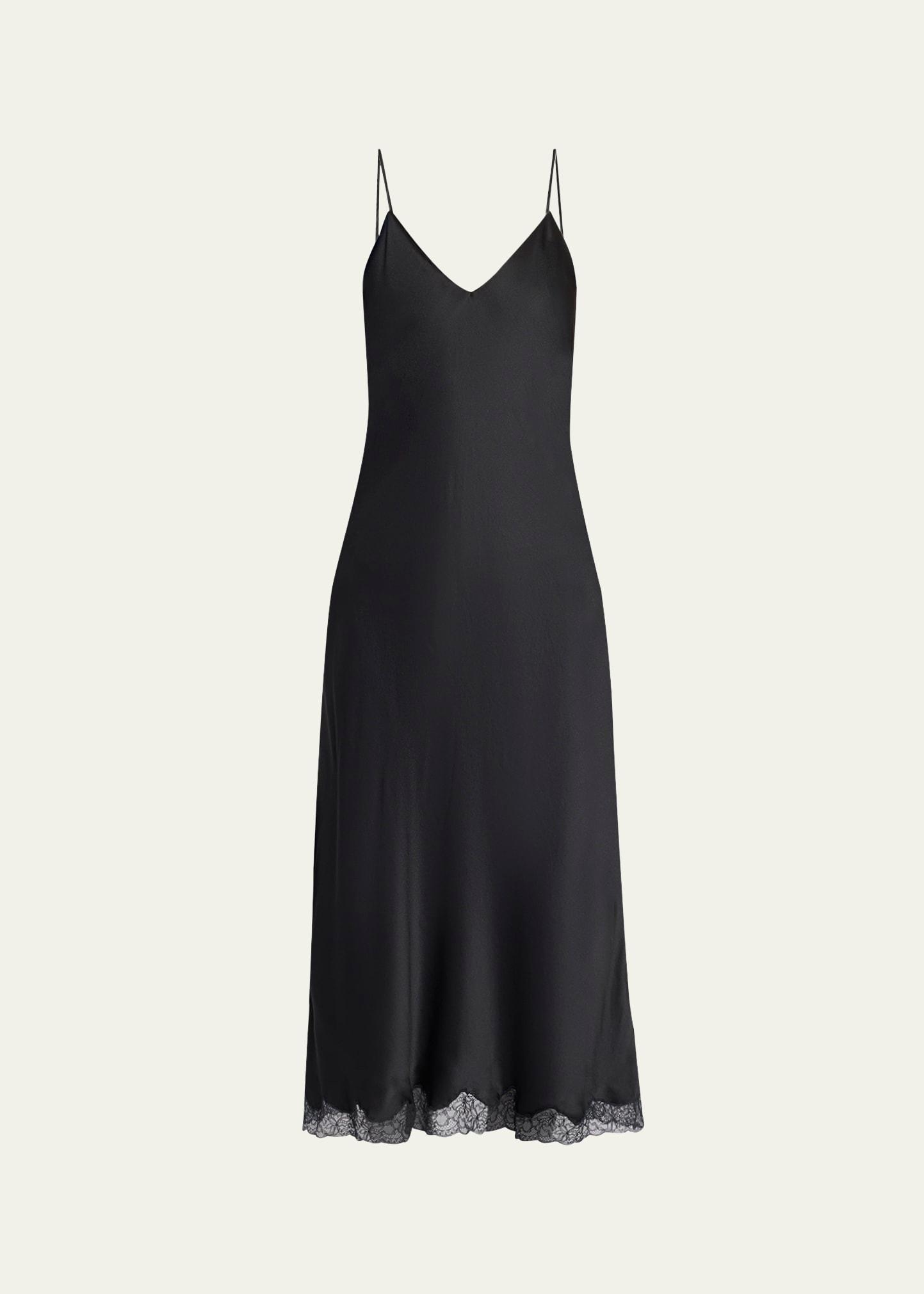 kolara lace hem silk midi dress