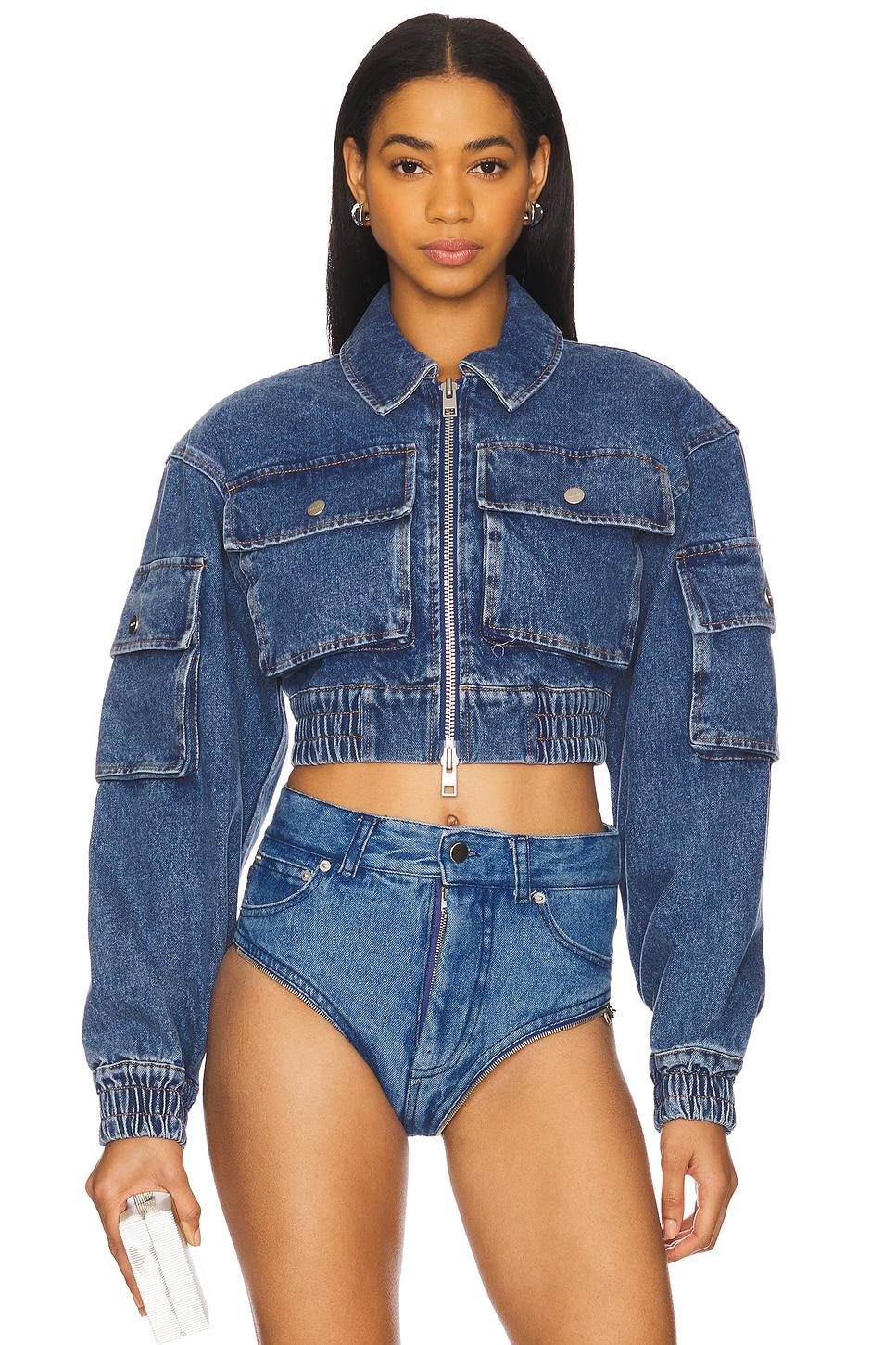 kolbe cropped denim bomber jacket