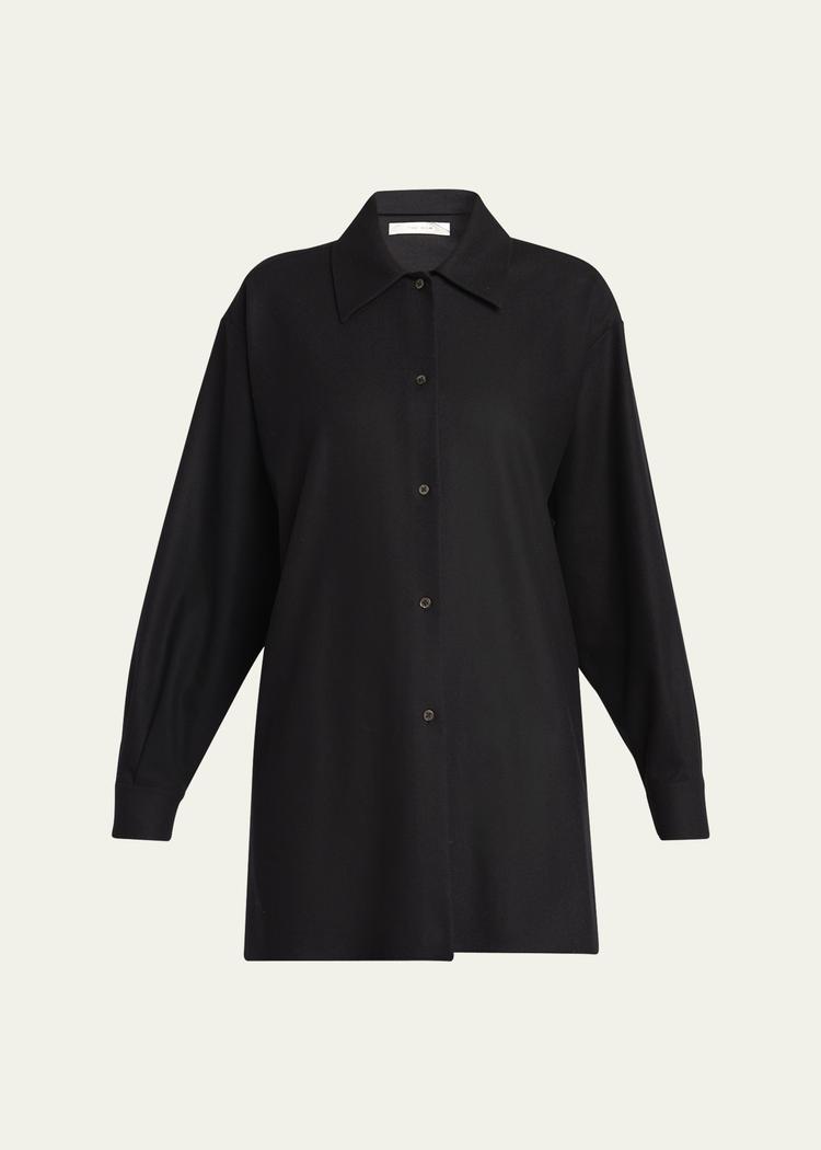 komako button down wool cashmere blouse
