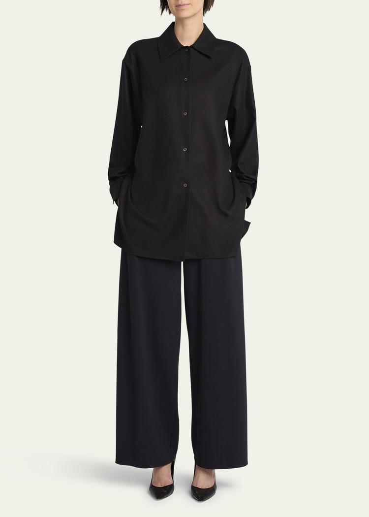 komako button down wool cashmere blouse
