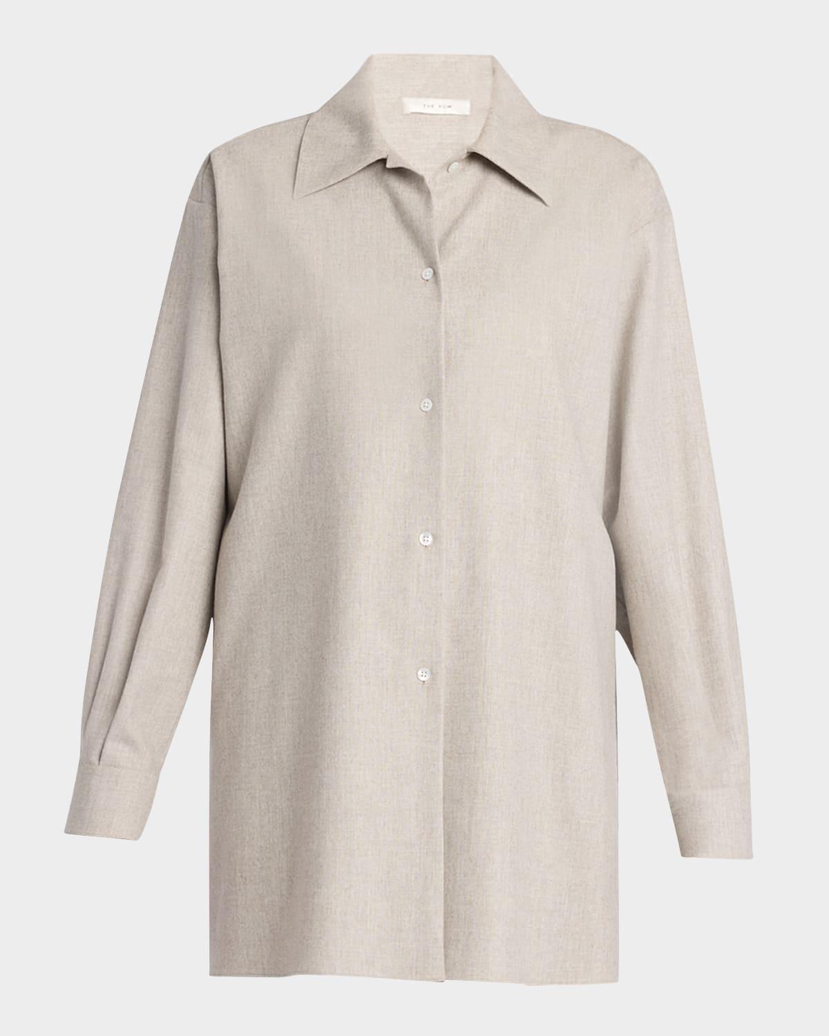 komako button down wool cashmere blouse