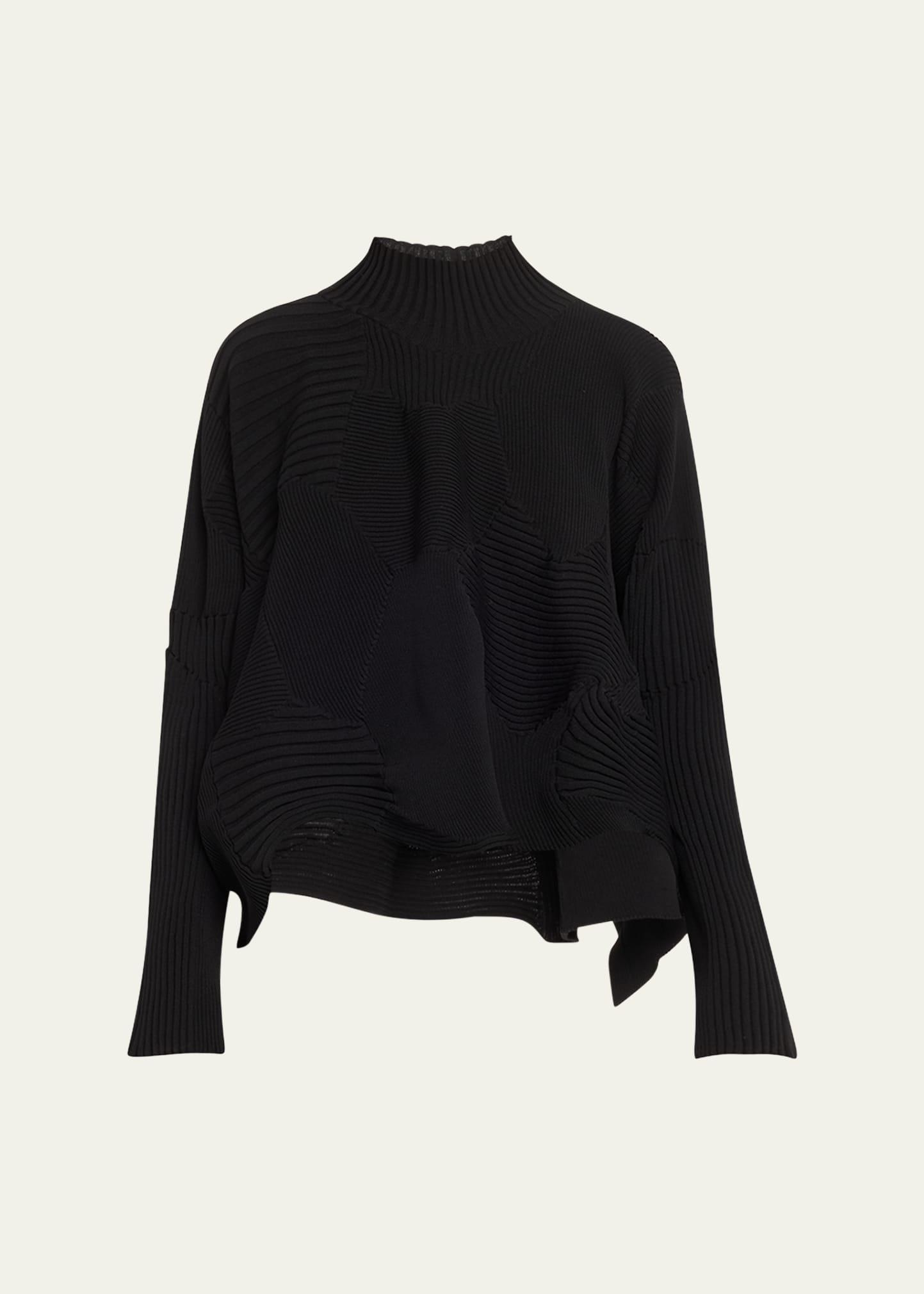 kone kone textural ribbed patchwork top
