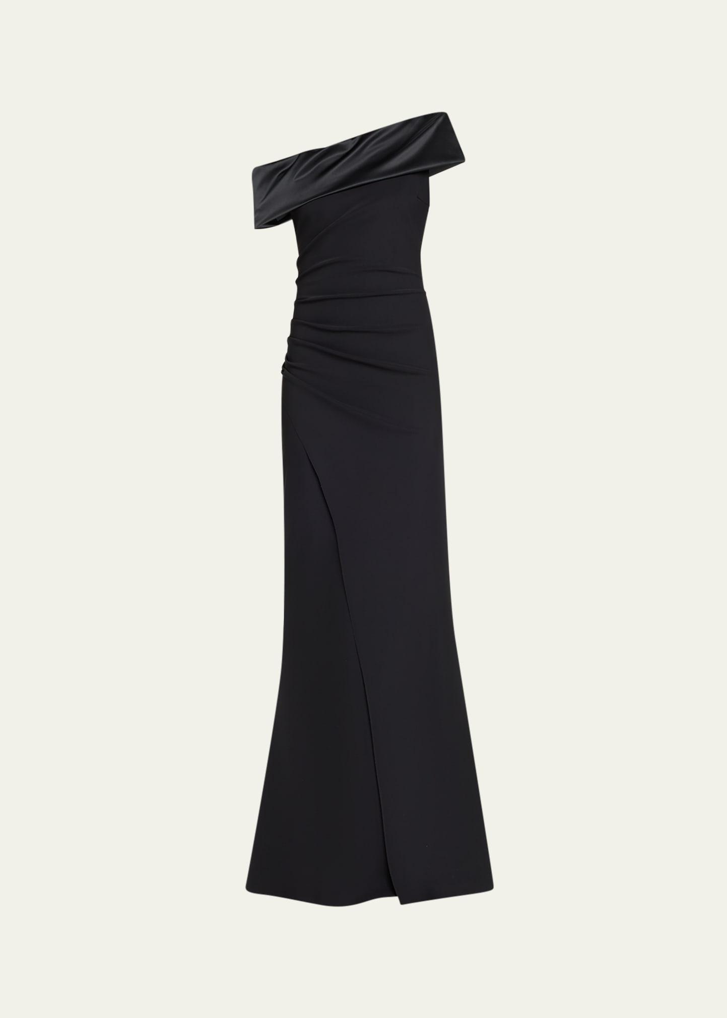 koppany ruched one-shoulder jersey trumpet gown