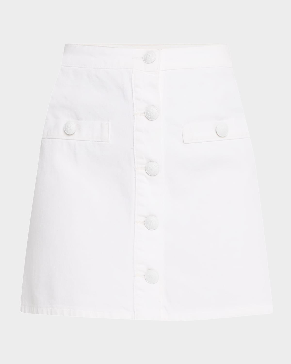 kris button-front denim mini skirt