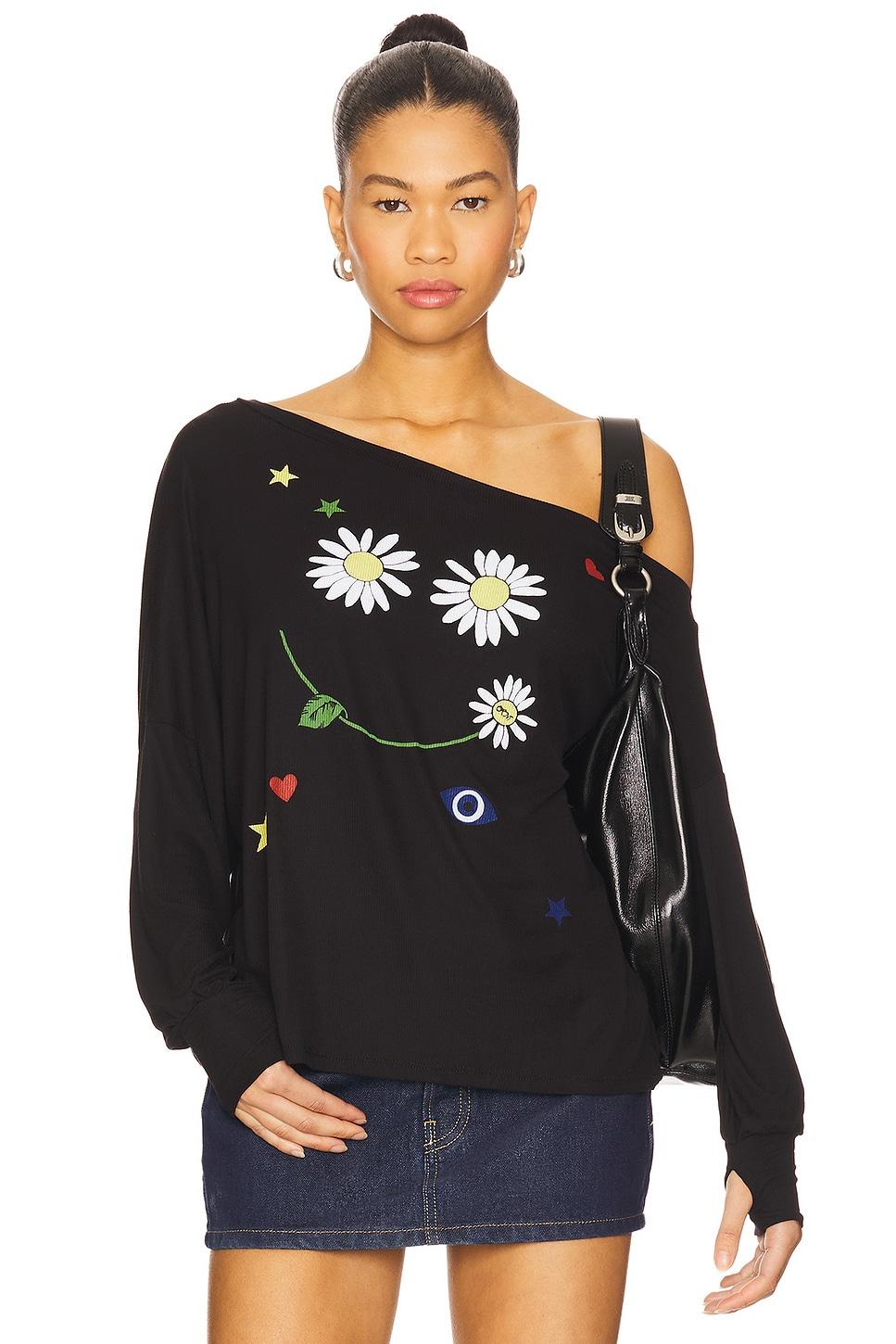 krista daisy happyface one shoulder top
