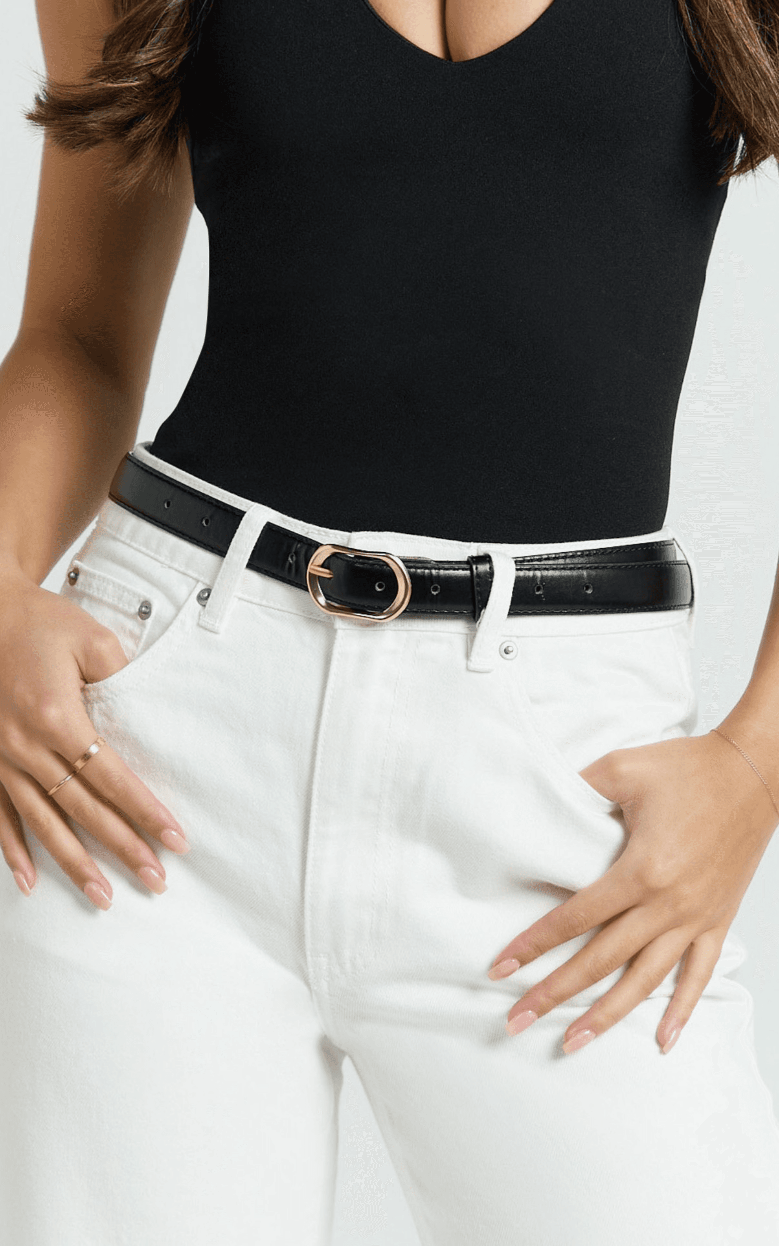 kristen rectangle buckle belt in black