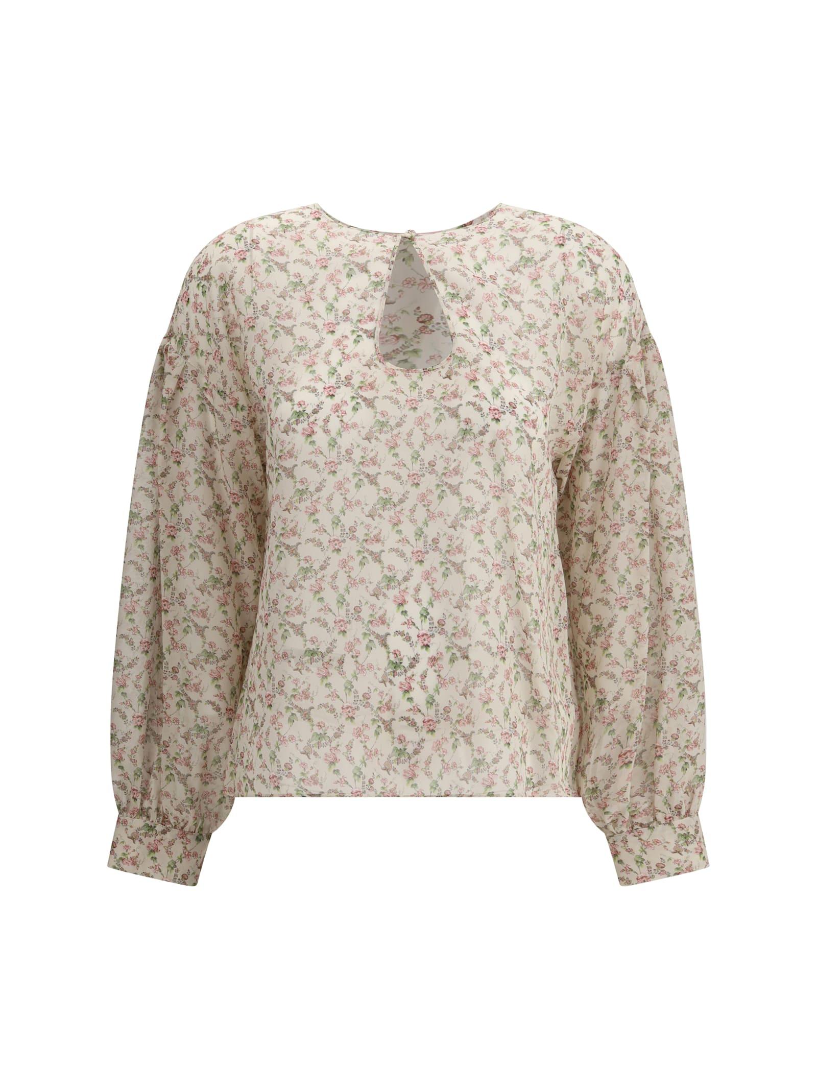 kristina ti floral print silk blouse