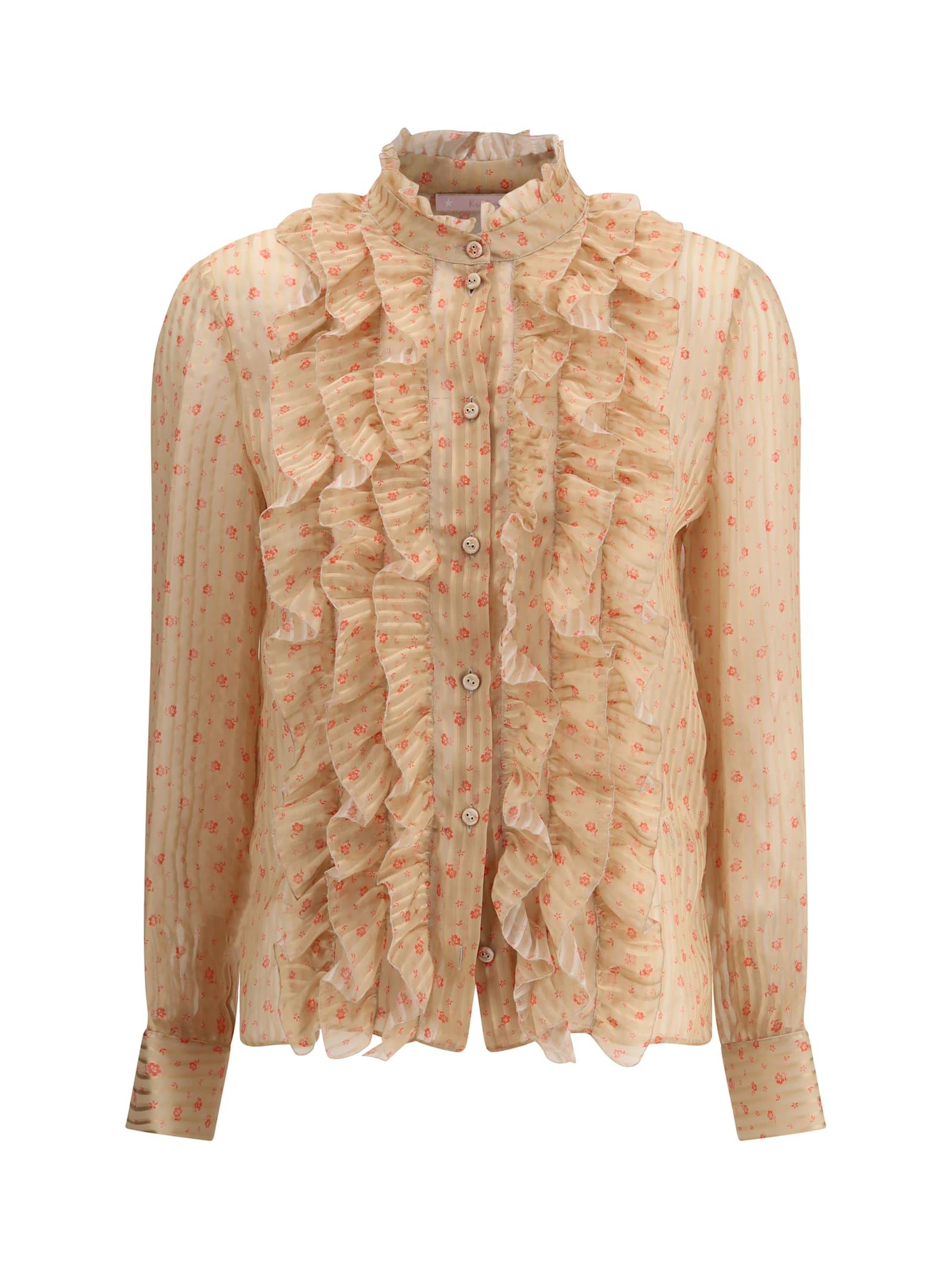 kristina ti rouches silk blouse