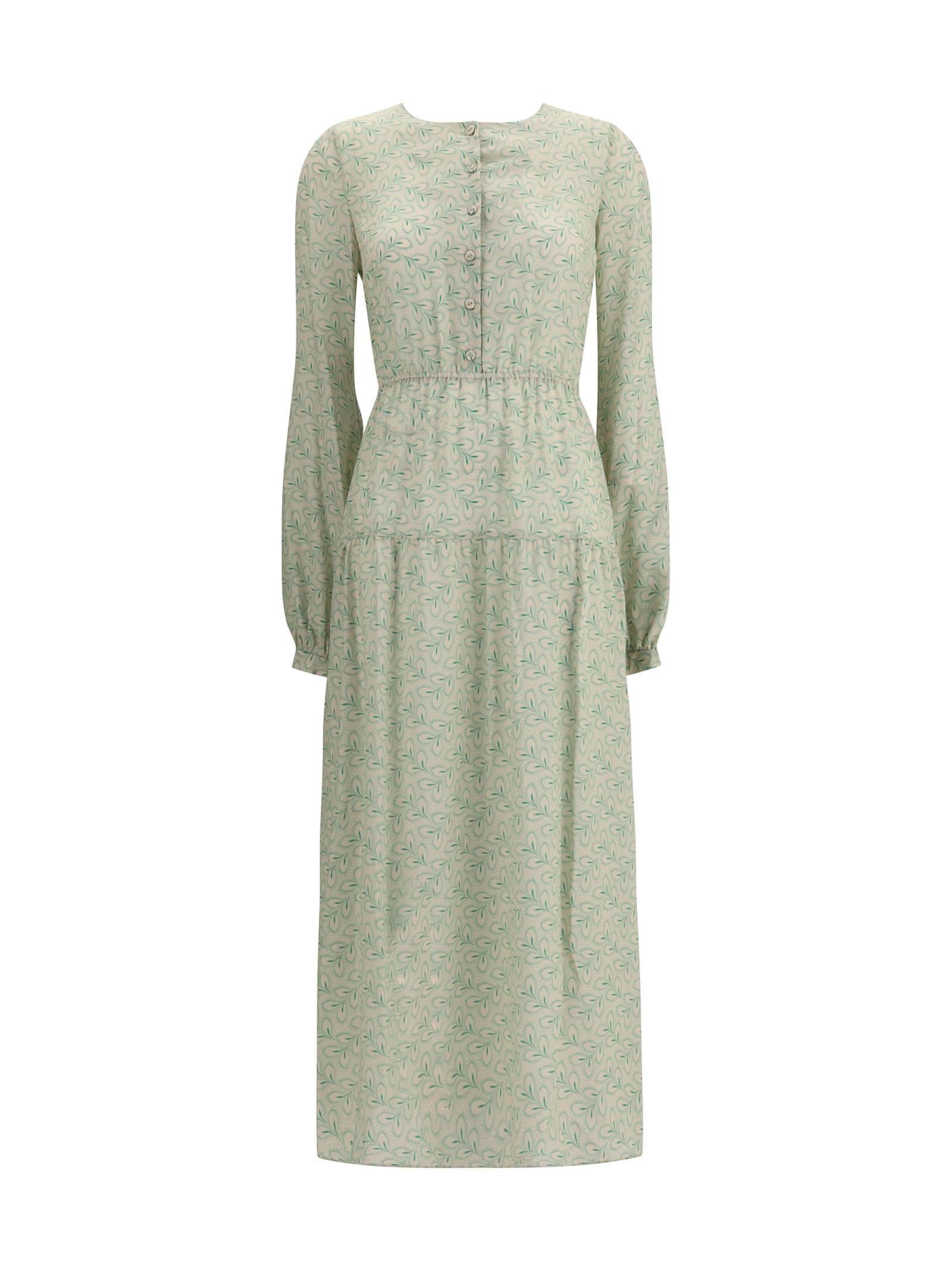 kristina ti silk long dress with foliage print